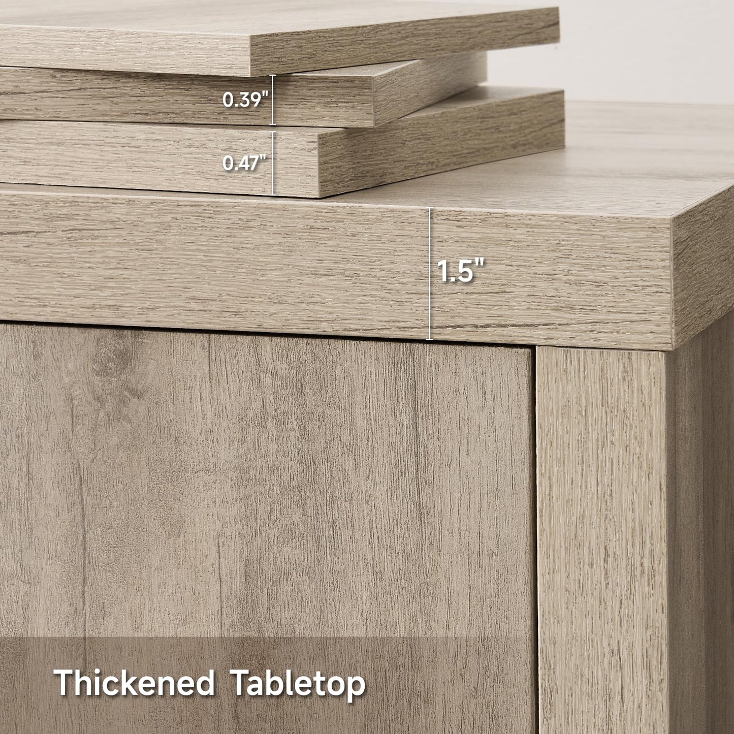 ONBRILL Buffet Cabinet with Storage, 63" Sideboard Cabinet with 4 Doors & Shelves, Wooden Kitchen Coffee Bar Credenza Storage for Living Room, Hallway (63" Wide), Light Grey