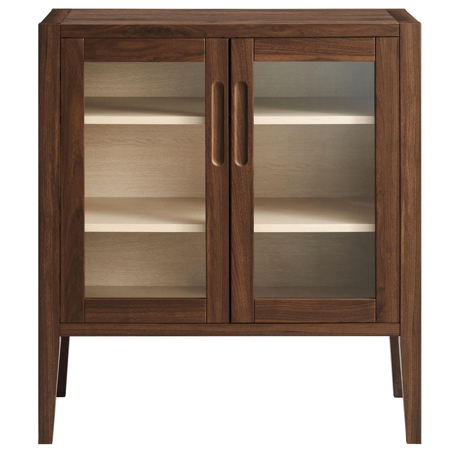 Modway Nell 36 Inch Accent Storage Cabinet in Walnut – Tea/Coffee Small Buffet Cabinet with Shelves for Living Room, Hallway, or Entryway