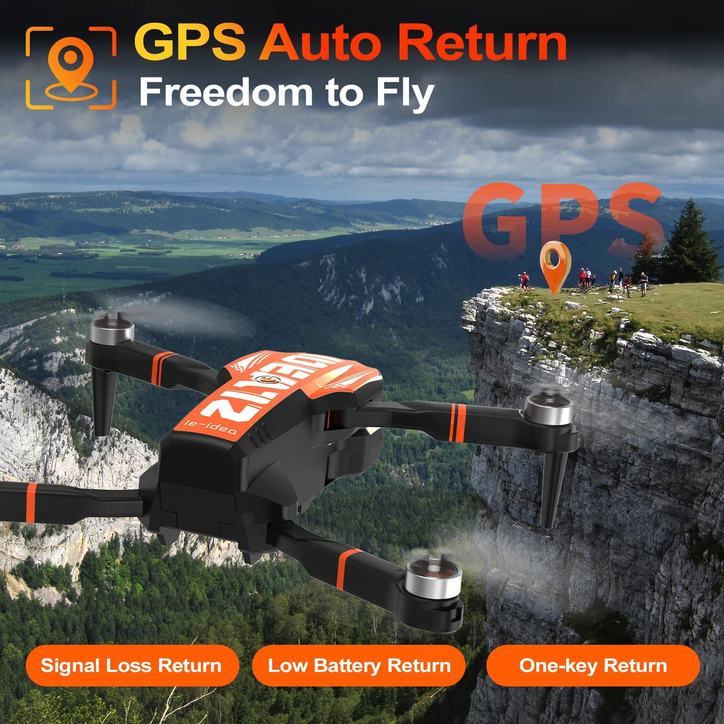GPS Drone with Camera for Adults 4K Professional, Auto Return Follow Me FPV Video Drones with Brushless Motor, Circle Flight Waypoint Fly, Foldable RC Mini Quadcopter for Beginners Under 250G Gifts