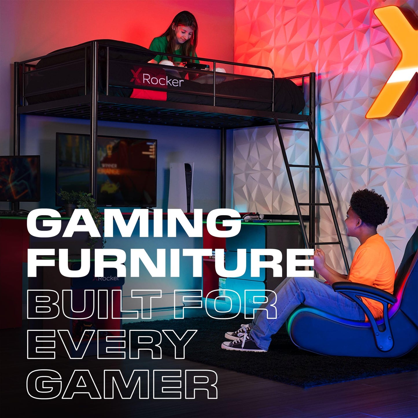 X Rocker Elite PC Video Gaming Chair with Footrest, Adjustable Ergonomic Office Desk Chair for Computer Gamers with Wheels, Vegan Leather, Black & White, Gifts for Gamers