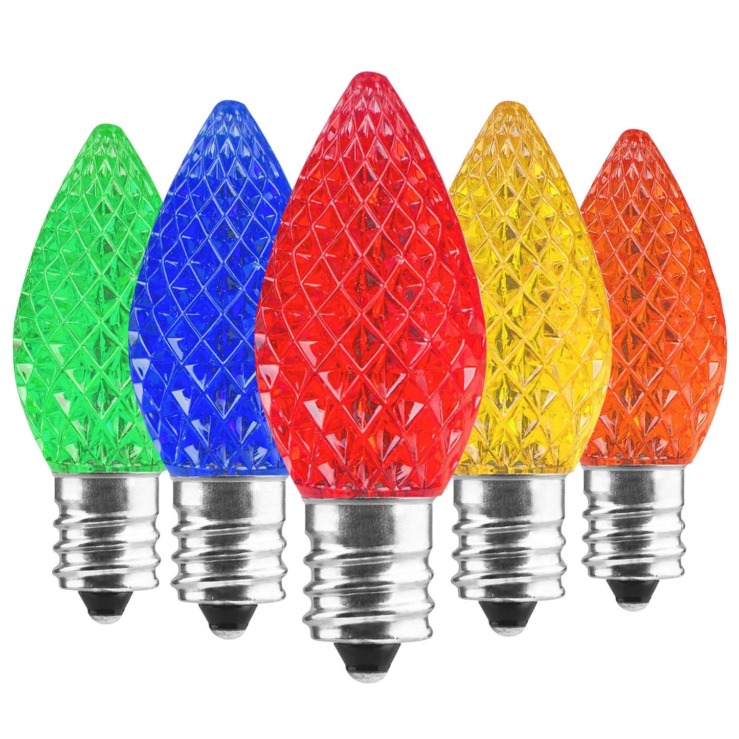 Minetom C7 LED Christmas Light Bulbs, 25 Pack, Shatterproof, Dimmable, E12 Base, Multicolor