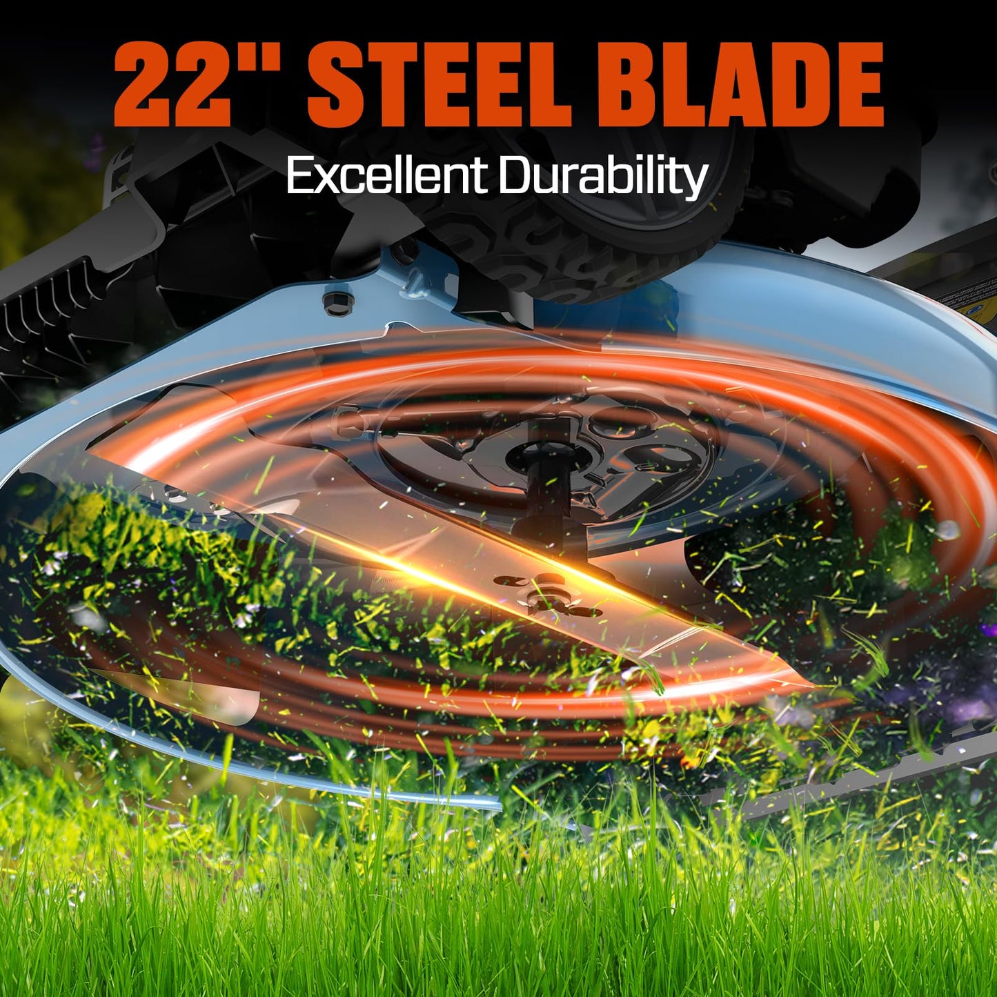 SENIX 201cc 22" 3-in-1 Gas Lawn Mower, Single Speed Rear Wheel Self-Propelled Mower, Mulching, Bagging, Discharging, 6 Cutting Height Adjustable, for Garden Yard