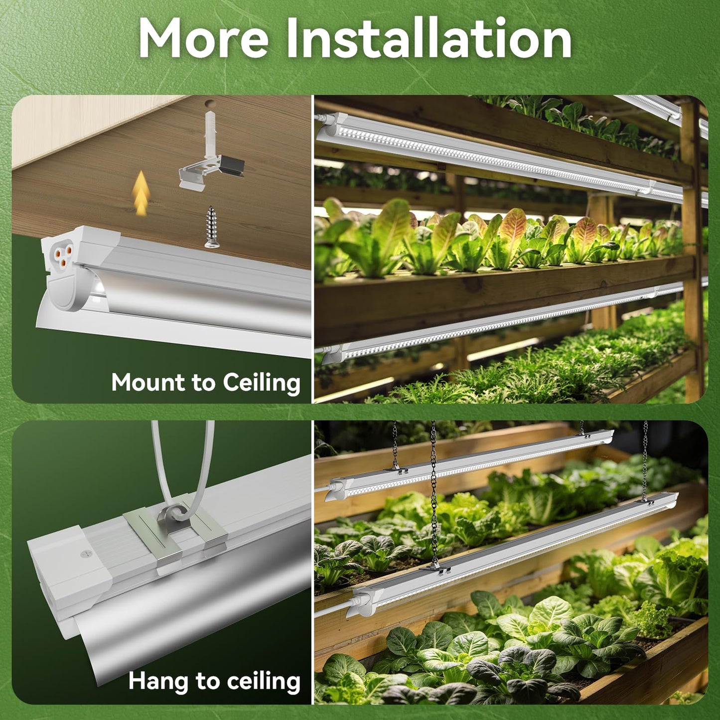 4FT Grow Lights for Indoor Plants,T8 5000K Full Spectrum Plant Light,540W(12 x 45W),LED Grow Light Strips with Timer, Aluminum Reflector,Linkable,Plant Growing Lamp Fixture for Greenhouse Indoor 12pcs