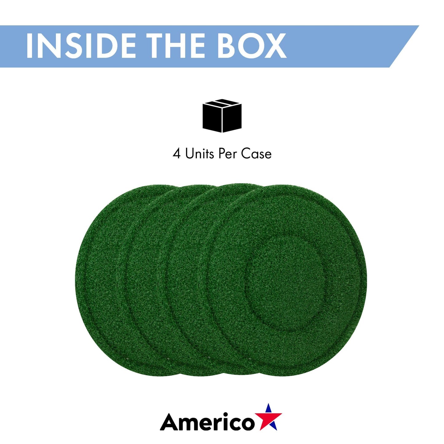 Americo Manufacturing 402920 Turfscrub Single-Sided Coarse Bristle Brush Type Floor Pads (4 Pack), 20"