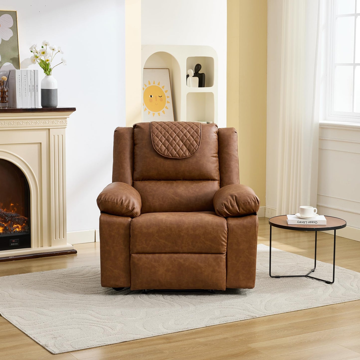 Adult Manual Recliner with Heating and Massage Functions (135° Front and Rear Adjustment) - Equipped with Side Storage Pockets and Remote Control, Suitable for Living Room and Bedroom(Brown)