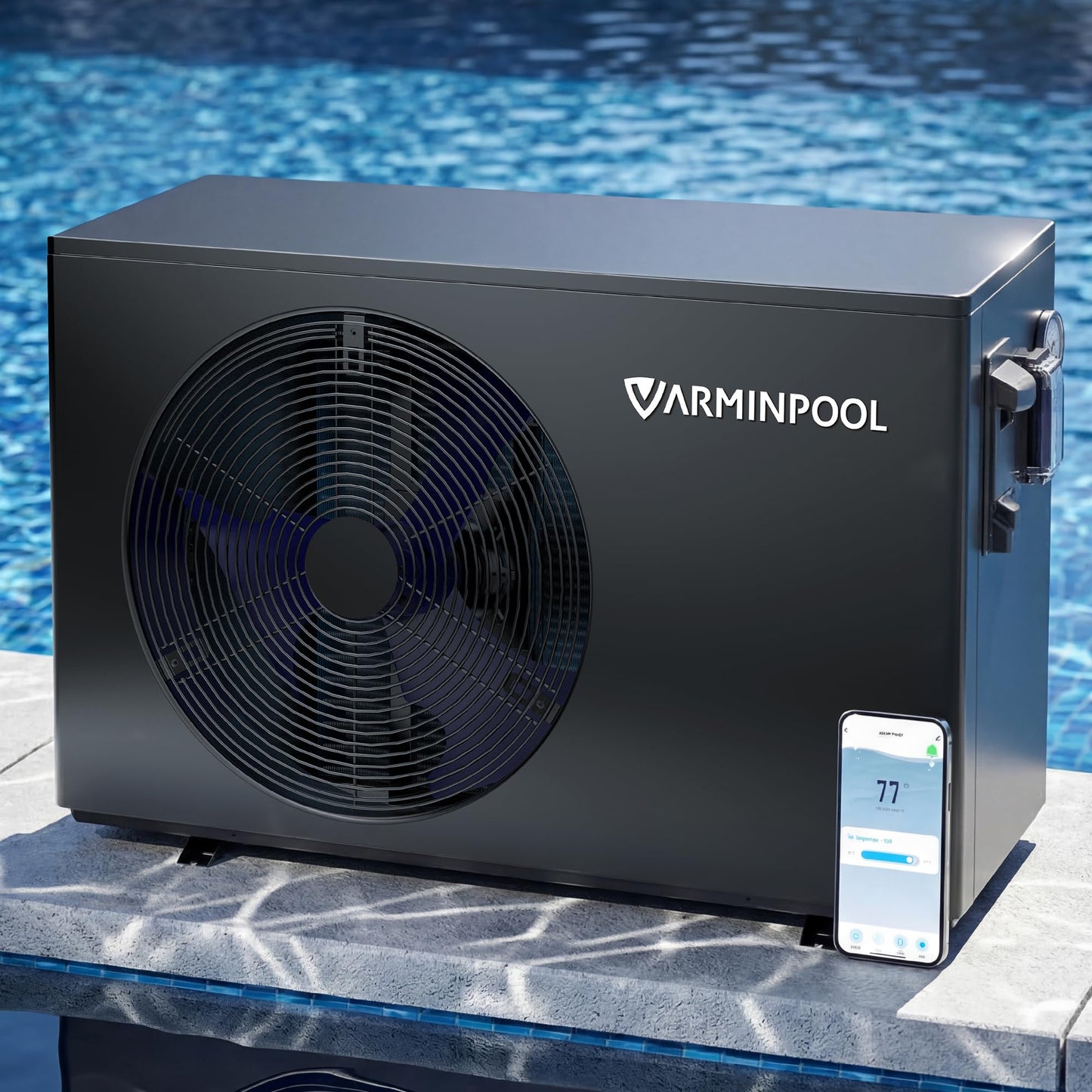 VARMINPOOL Electric Pool Heater, 30,000 BTU Pool Heat Pump for Above Ground Pools Up to 7000 Gallons, WiFi Control, 120V Titanium Heat Exchanger, V7 Plus