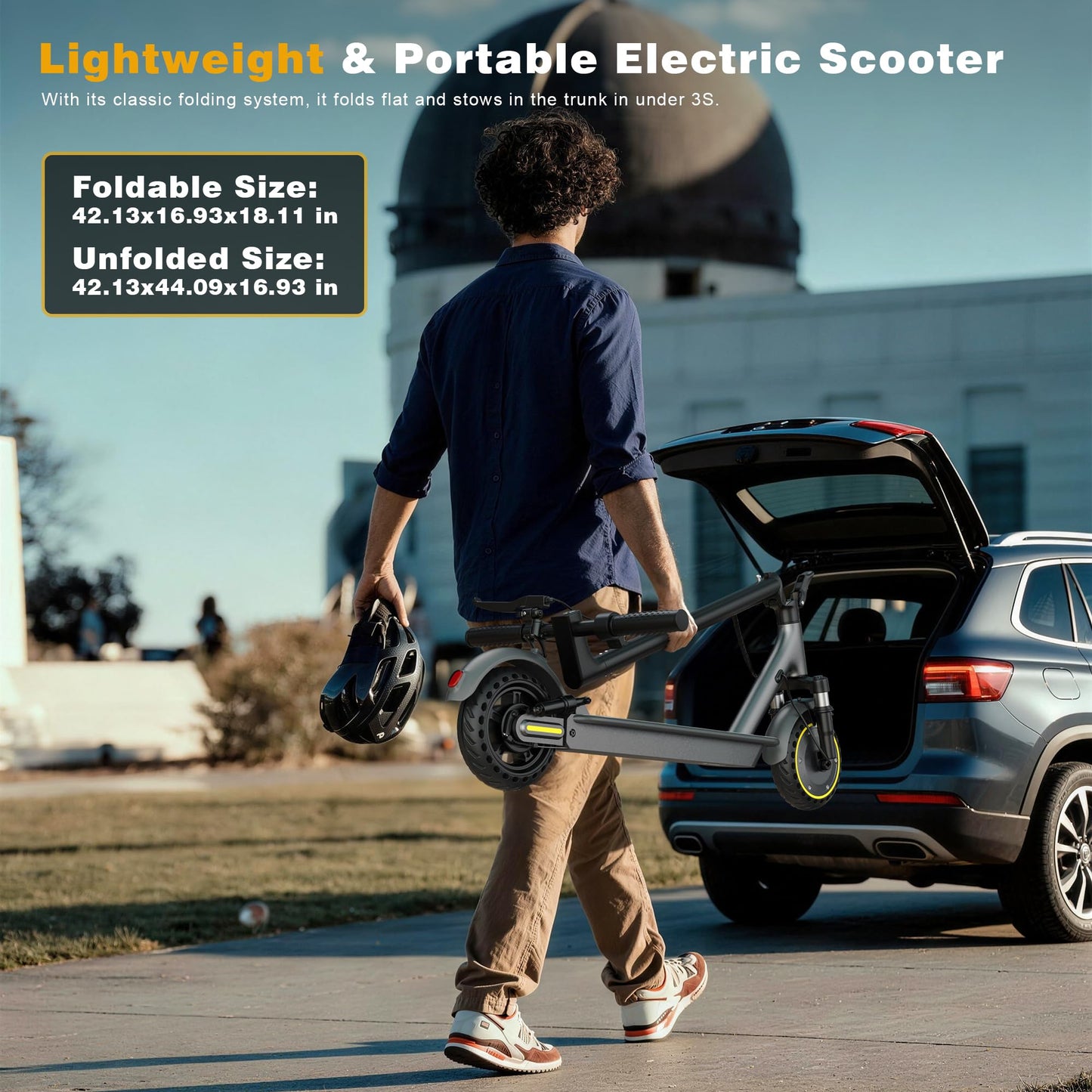 NAVIC Electric Scooter Adults, 8.5" Solid Tires, 19/Mph, 350W Motor, 19 Miles Range, Folding E-Scooter with Dual Braking Dual Suspension, Escooter for Adults with App