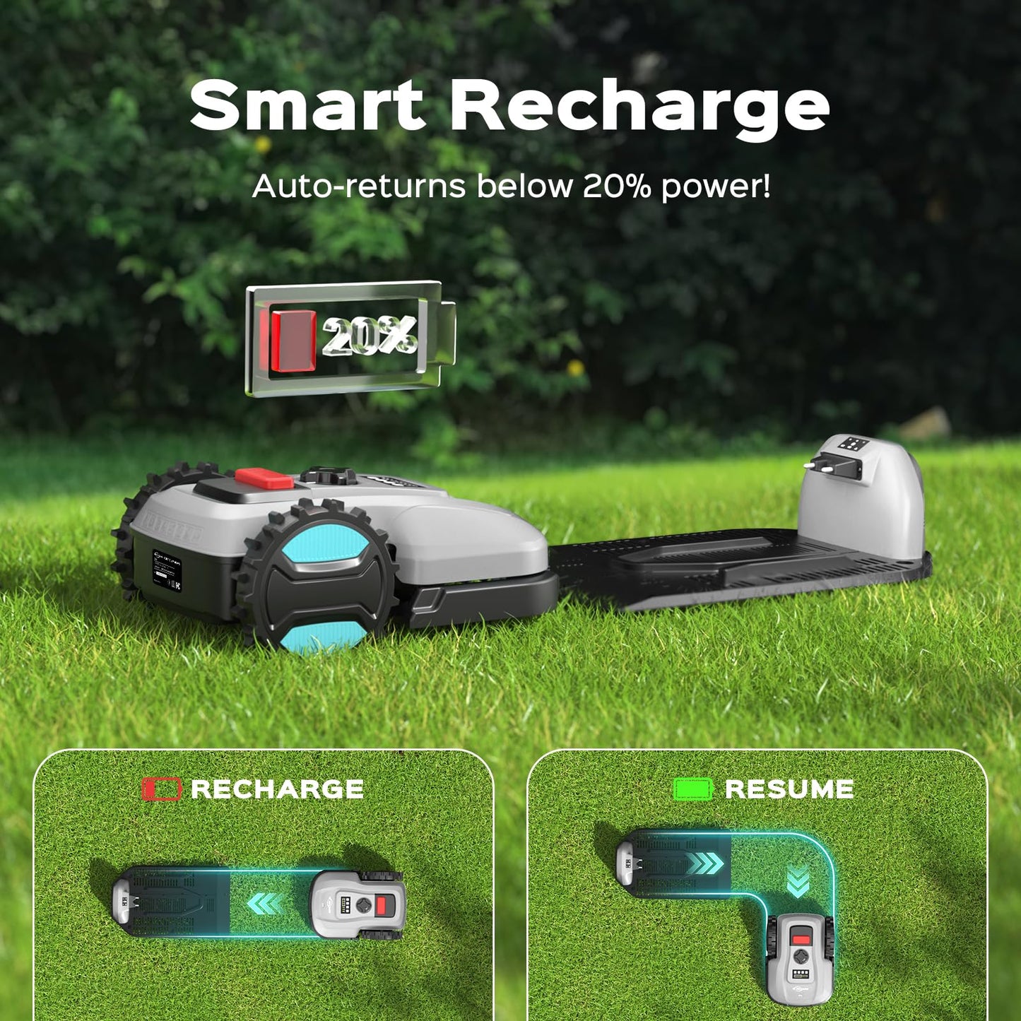 2026 New Robot Lawn Mower with App Control – Features Adjustable Cutting Height, Auto-Charging, Obstacle Detection and Brushless Motor for Lawns Up to 1/8 Acre, Dark Gray