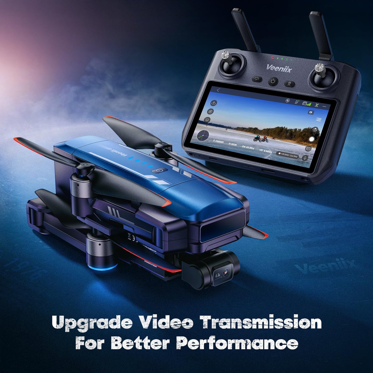 Veeniix V11PRO RC2 Drone with 8K Camera for Adults, 3-Axis Gimbal with RC2 Remote (With Screen), 4K/30fps Video, 1/2 CMOS Sensor, 80min Flight Time with 2 Batteries, 6KM Video Transmission Quadcopter