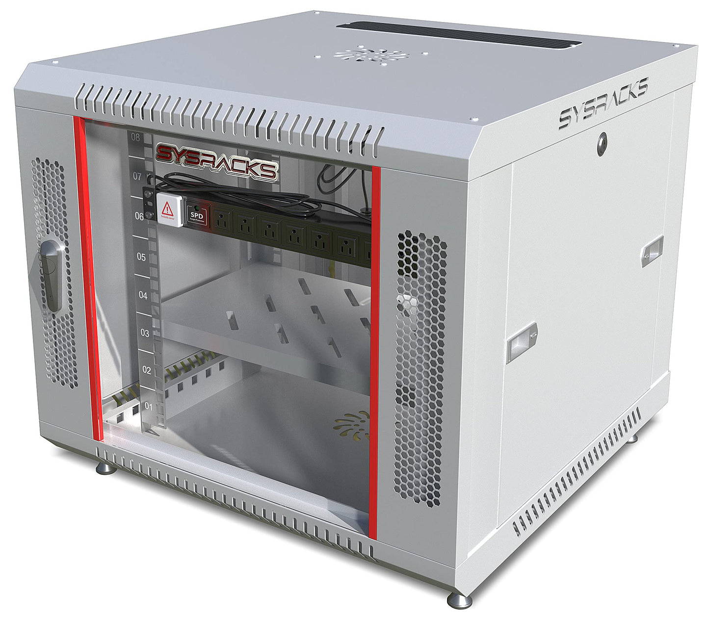 9U Wall Mount Server Rack Cabinet, 19” Locking Network Rack, 24” Deep, Glass Door, with Fan, PDU and Shelf