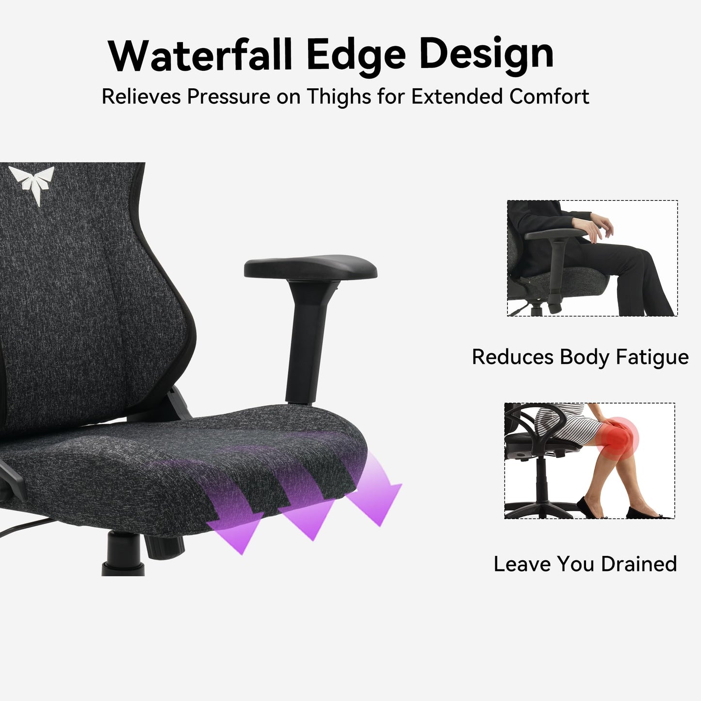 VENTUVIBE Gaming Chair - High Back Ergonomic Computer Chair with Lumbar Support, Video Game Chair-4D Adjustable Armrests,170° Reclining & 320lb Capacity,Fabric,Black