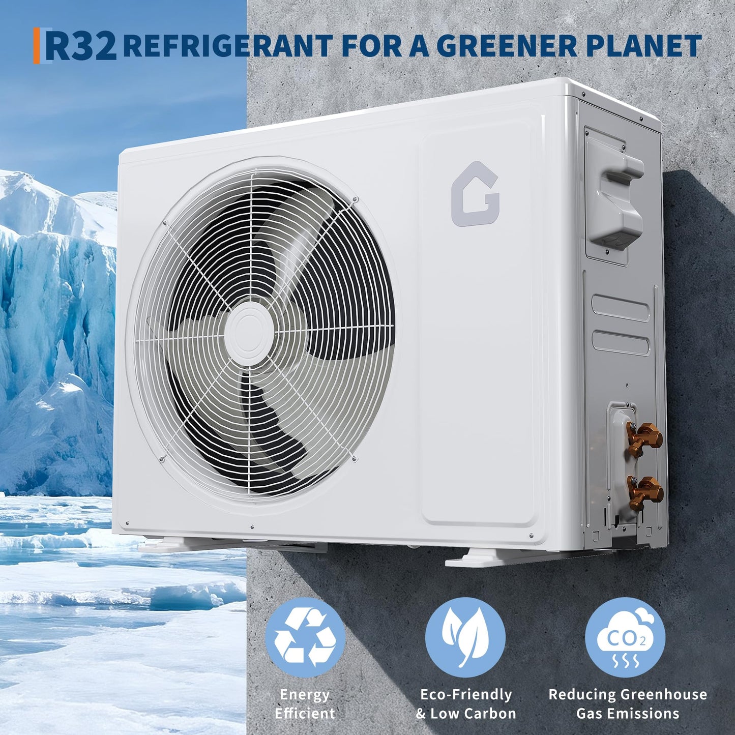 GarveeTech 12000 BTU Mini Split Air Conditioner Heat Pump, 19 SEER2 115V Energy Efficient Inverter Ductless System Cools Up to 750 Sq.Ft, Pre-Charged Condenser, Complete Installation Kit