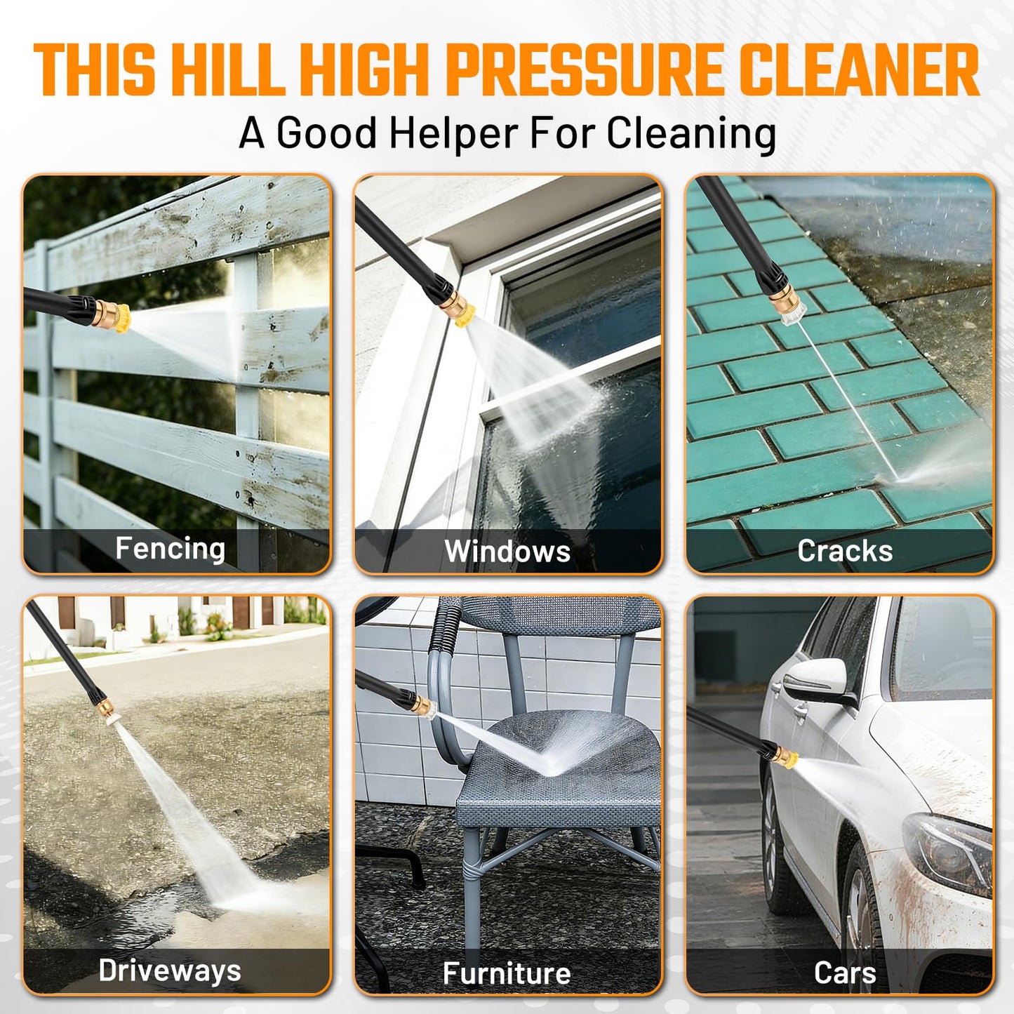 This Hill 2-in-1 Pressure Washer and Steam Cleaner, 3000 PSI 2 GPM Power Washer, 1500W Steam Cleaner with 1L Tank, Portable Cleaning Machine for Car Detailing, Patio, Tile, Grout, Furniture