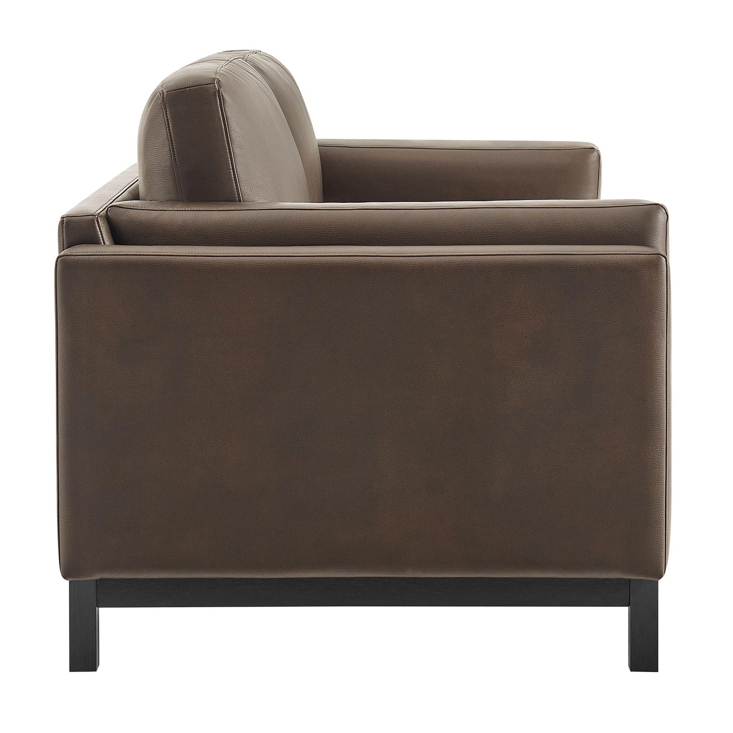 Modway Roscoe 81 Inch Vegan Leather Sofa in Espresso - Comfortable Faux Leather Deep Seat Couch for Living Room, Apartment, or Office Seating