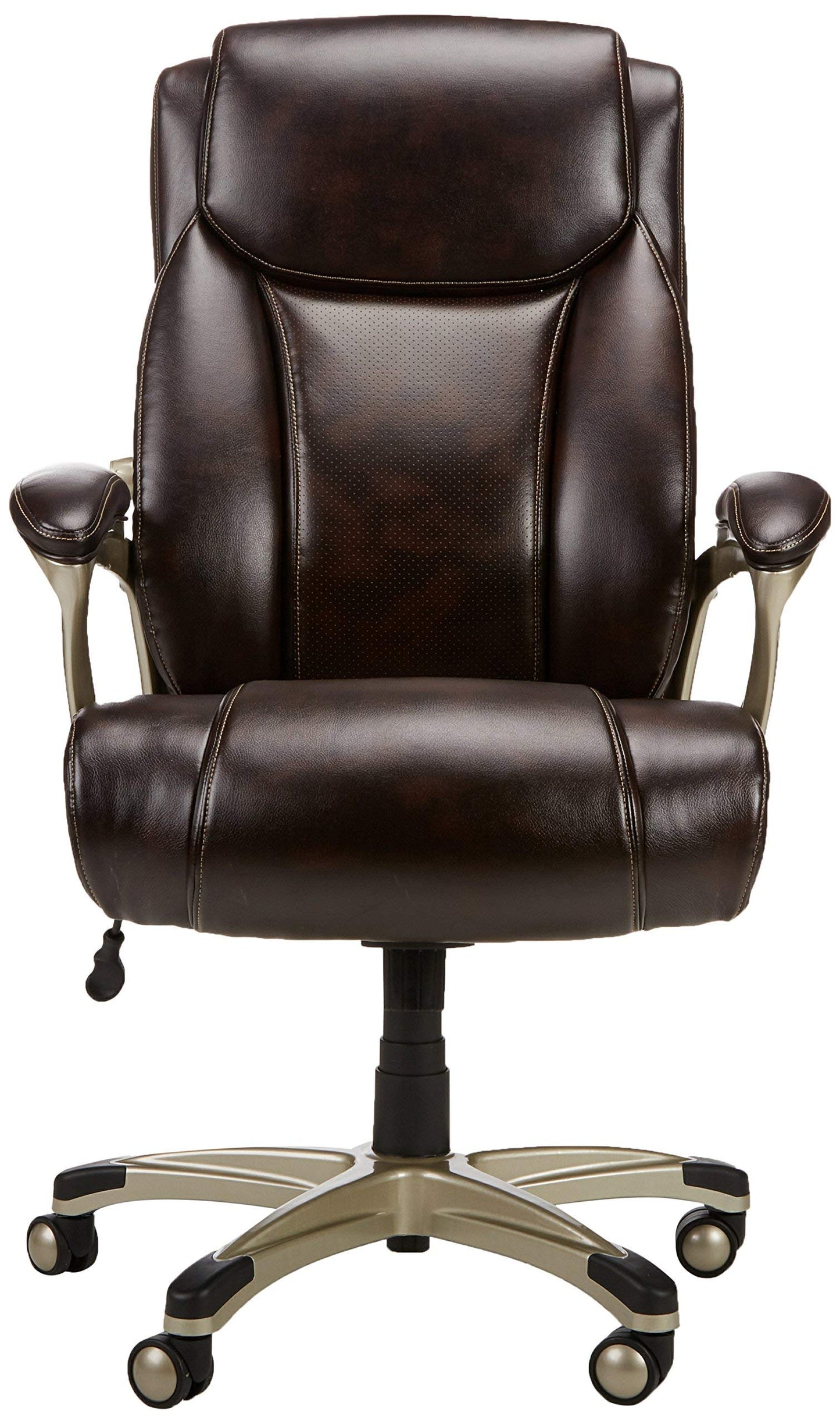 Amazon Basics Big and Tall Executive Office Chair with Lumbar Support, Adjustable Height, 360-Degree Swivel, 350-Pound Capacity, 28.5"D x 30.25"W x 47.9"H, Brown with Pewter Finish