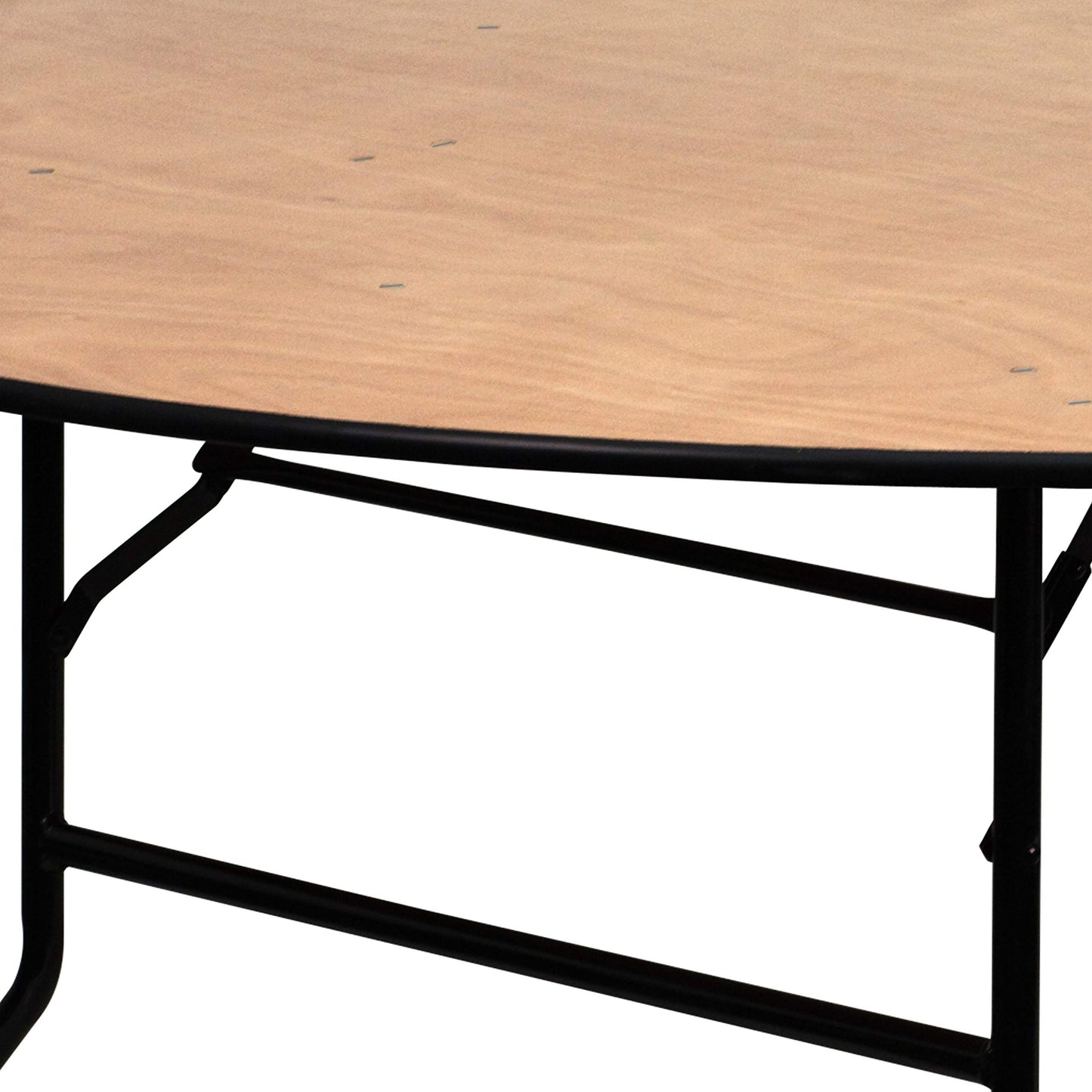Flash Furniture Furman 6' Round All-Occasion Wood Folding Event Table, Foldable Round Portable Banquet Table with Wooden Top, Natural/Black