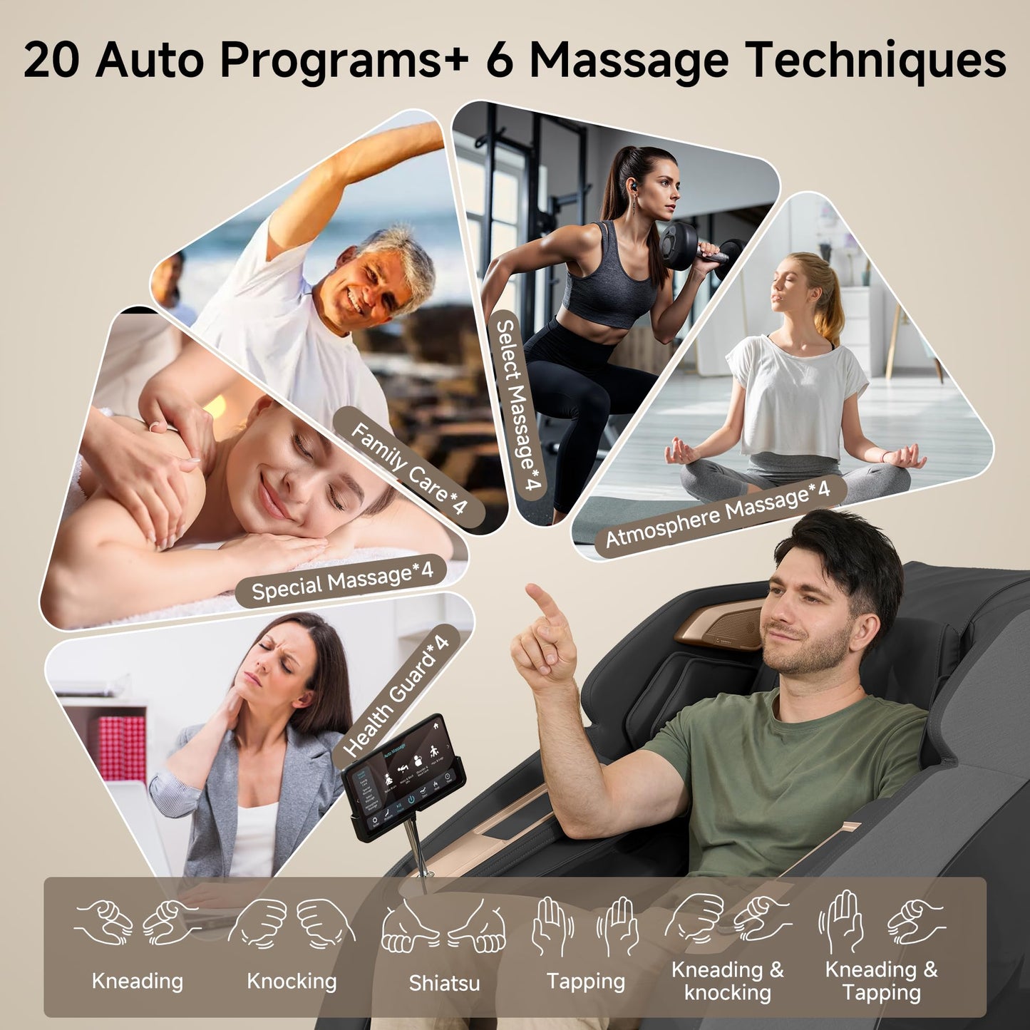 Real Relax 4D Massage Chair Full Body, Zero Gravity SL Track Recliner with Backlit Toch Pad, Negative Ion Purification, Aromatherapy, 20 Auto Modes, Yoga Stretching, Auto Body Scan, Black
