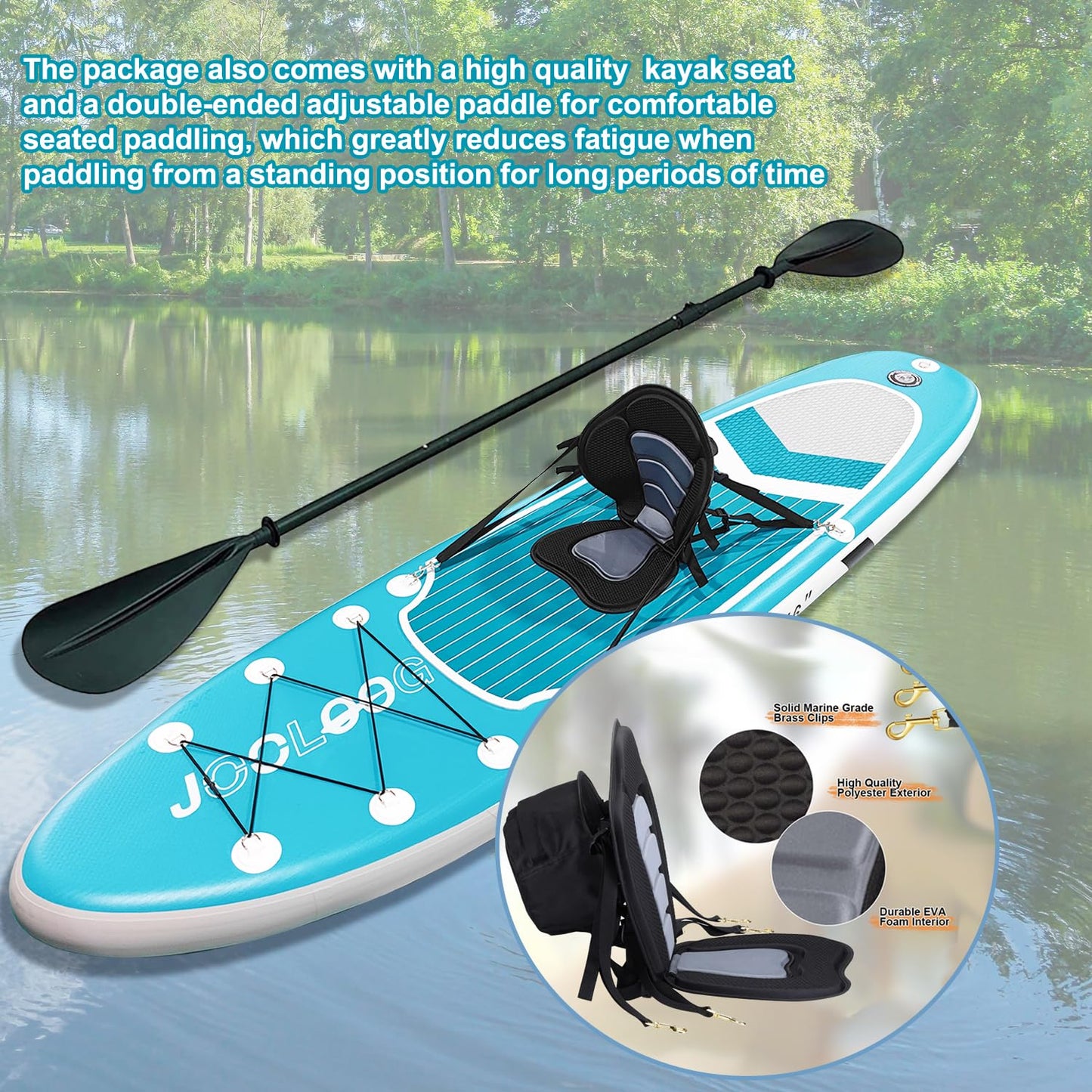 Inflatable Stand Up Paddle Board with Seat, 10'5" SUP 440LBS, Recreational Paddleboard for Adults Beginners, Blow Up Paddle Board with Fishing Design, Camera Mount, Cooler Bag & Full Accessories