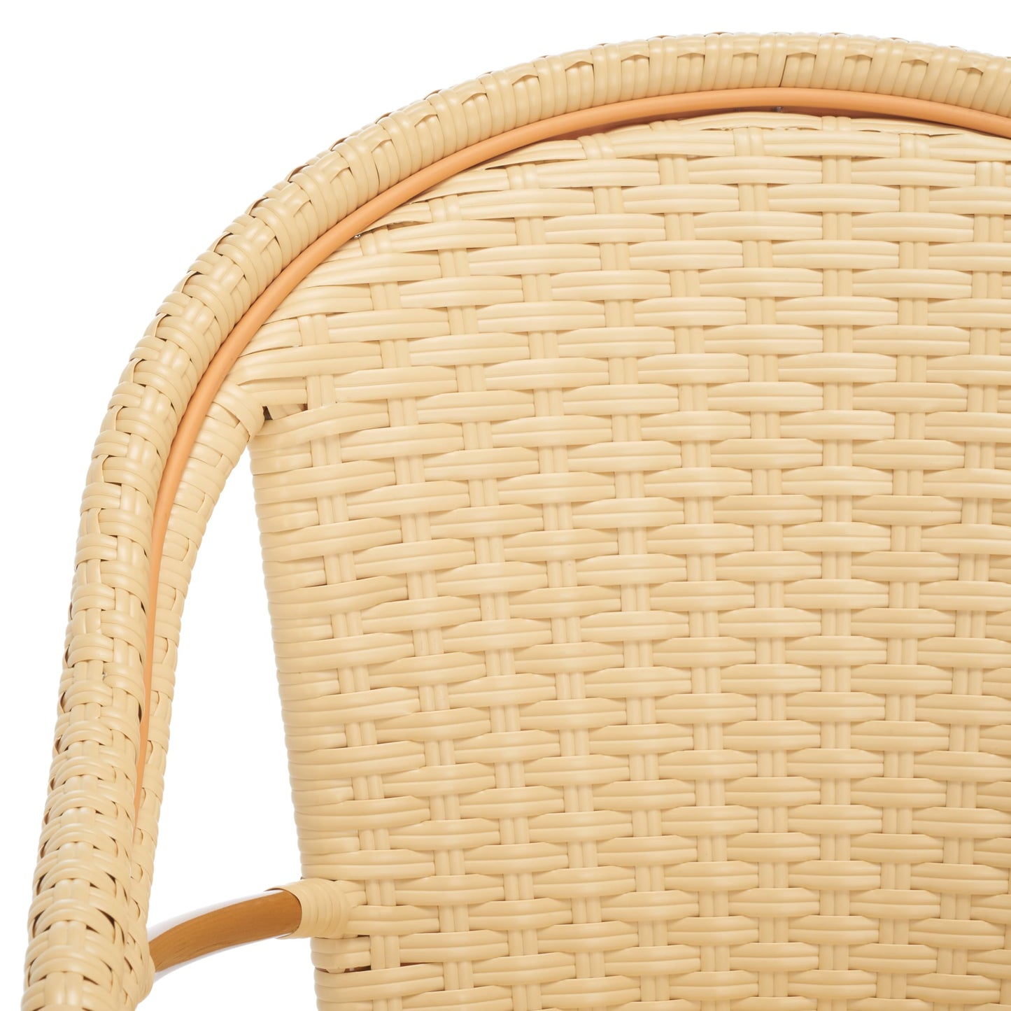 SAFAVIEH Outdoor - California Armchair Set of 2 - Natural - Faux Wicker & Aluminum Frame - Woven Bistro Design with Arms - Ideal for Patio, Sunroom, Dining Area, 17.3" Seat Height (PAT7531A-SET2)