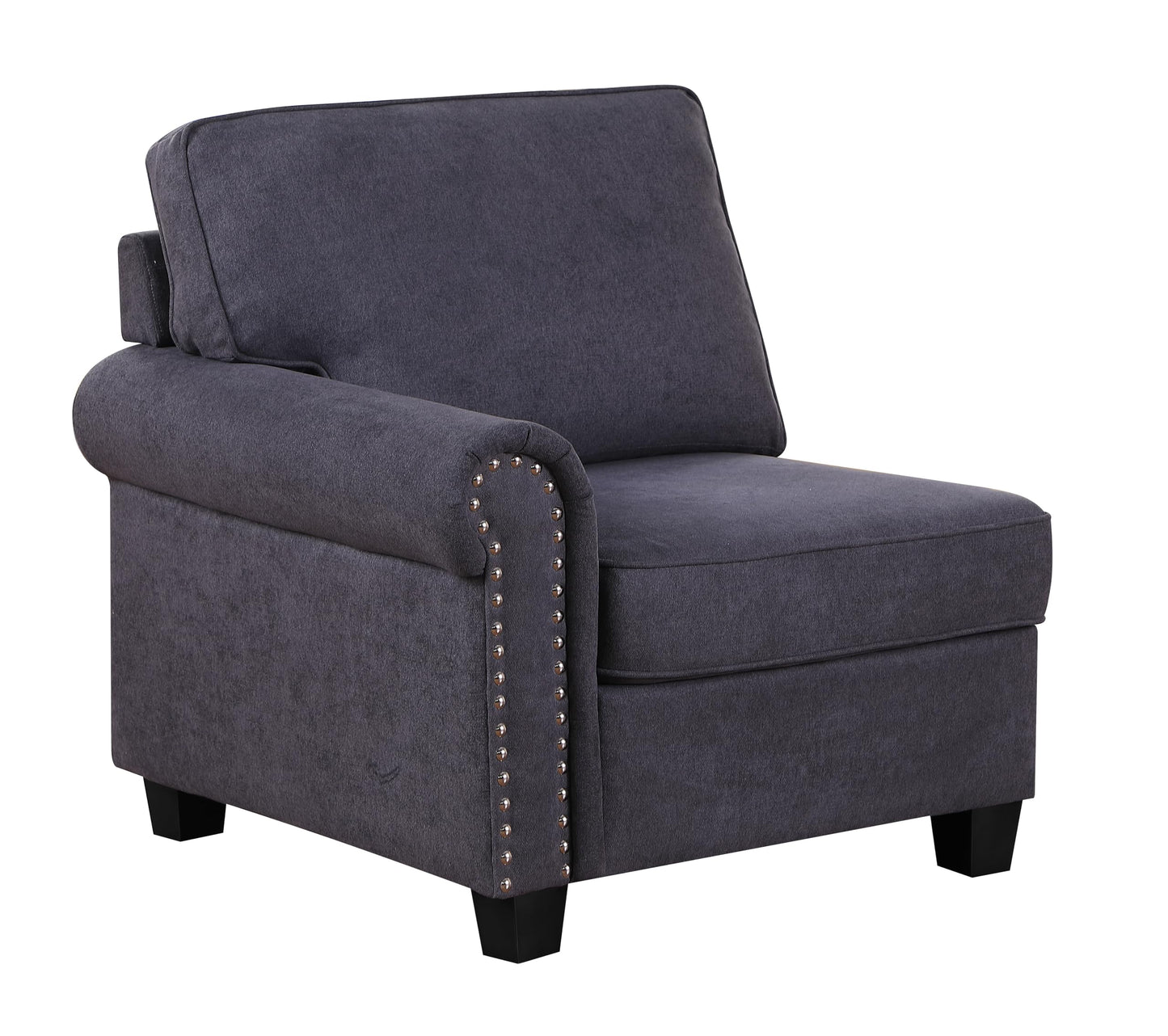 Ball & Cast 116" L-Shaped Sectional Couch with Movable Ottoman & Nailhead Trim Armrest,7 Seat Chenille Upholstered Sofa W/ 6 Throw Pillows,DIY Combination,Comfy Sectionals Set for Living Room,Gray