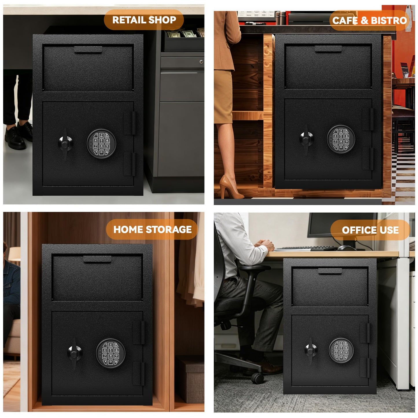 KAER 2.6 CuFt Drop Safe for Business, Cash Safe with Drop Slot, 53.8 lbs Heavy Duty Money Safe Box with Deposit Slot, Anti-Theft Safety Boxes for Home Floor Safe, Quick Access Digital Keypad Keys