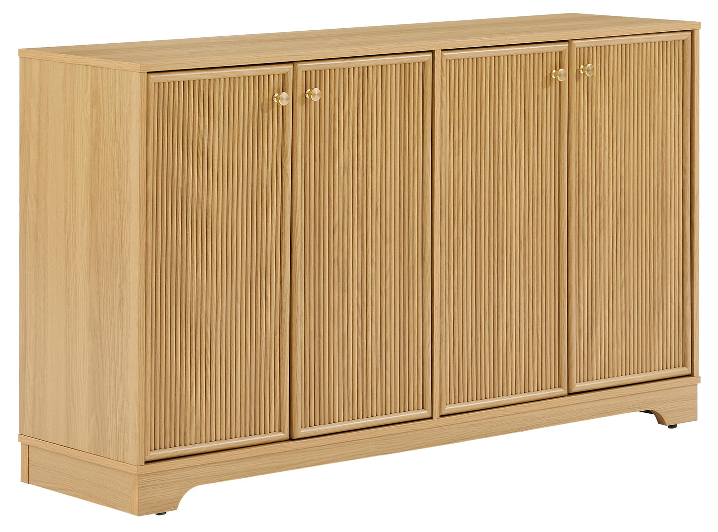 Crosley Furniture Naomi Modern Reeded Sideboard Buffet Cabinet, Credenza, Dining Room, Kitchen, TV Stand, White Oak