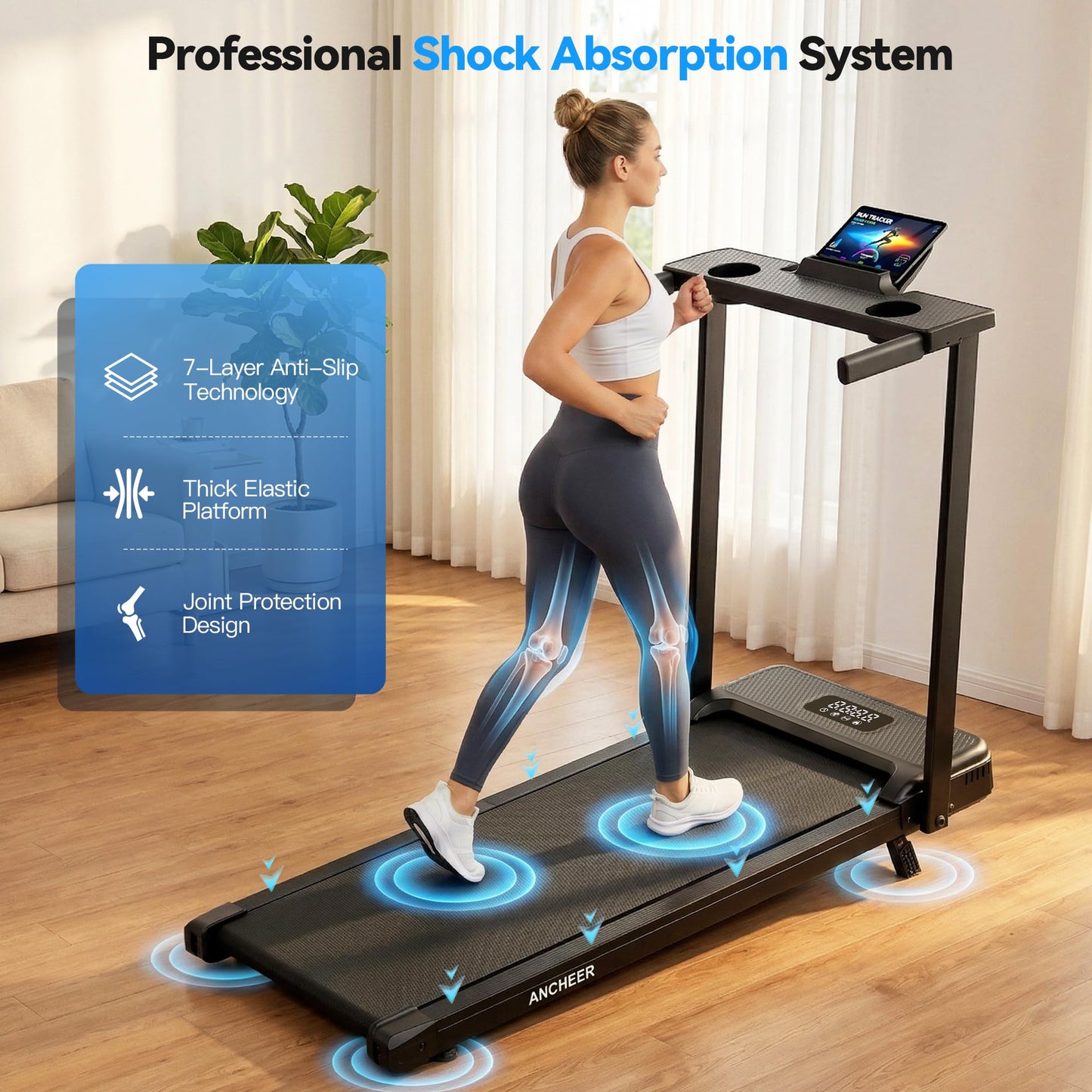 FUNMILY Incline Walking Pad Treadmill with Handle Bar, Folding Treadmills for Home Small, 3.5HP Portable Treadmill with Desk, 350 lbs Weight Capacity, Walking Pad with Remote Control and LED Display