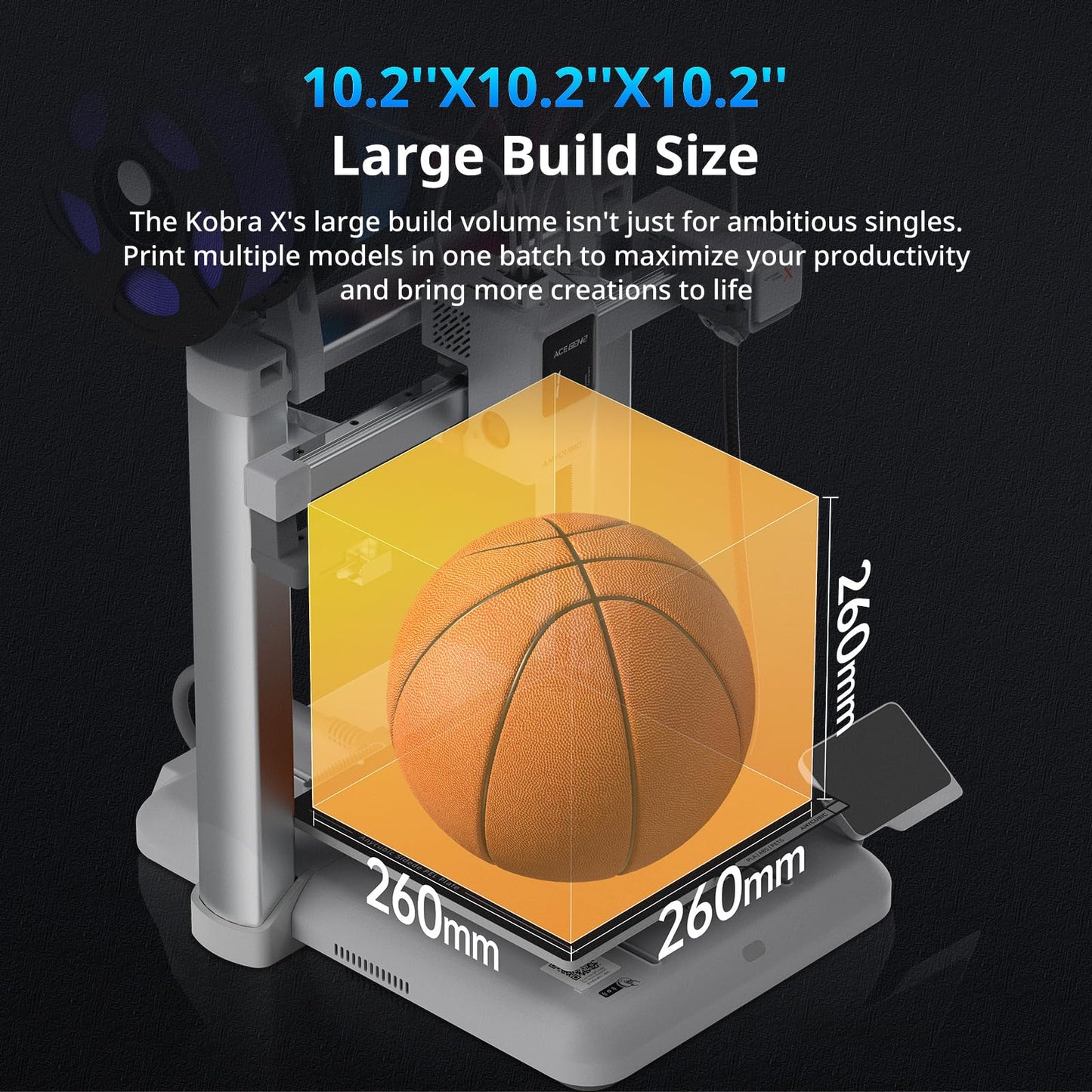 ANYCUBIC Kobra X Fast 3D Printer, Native 4-Color & 19-Color Maximum with 4 ACE 2 Pro, High Speed, Large Build Volume 260*260*260mm, FDM with Auto Leveling for Print Farm Bulk Production Model Sellers