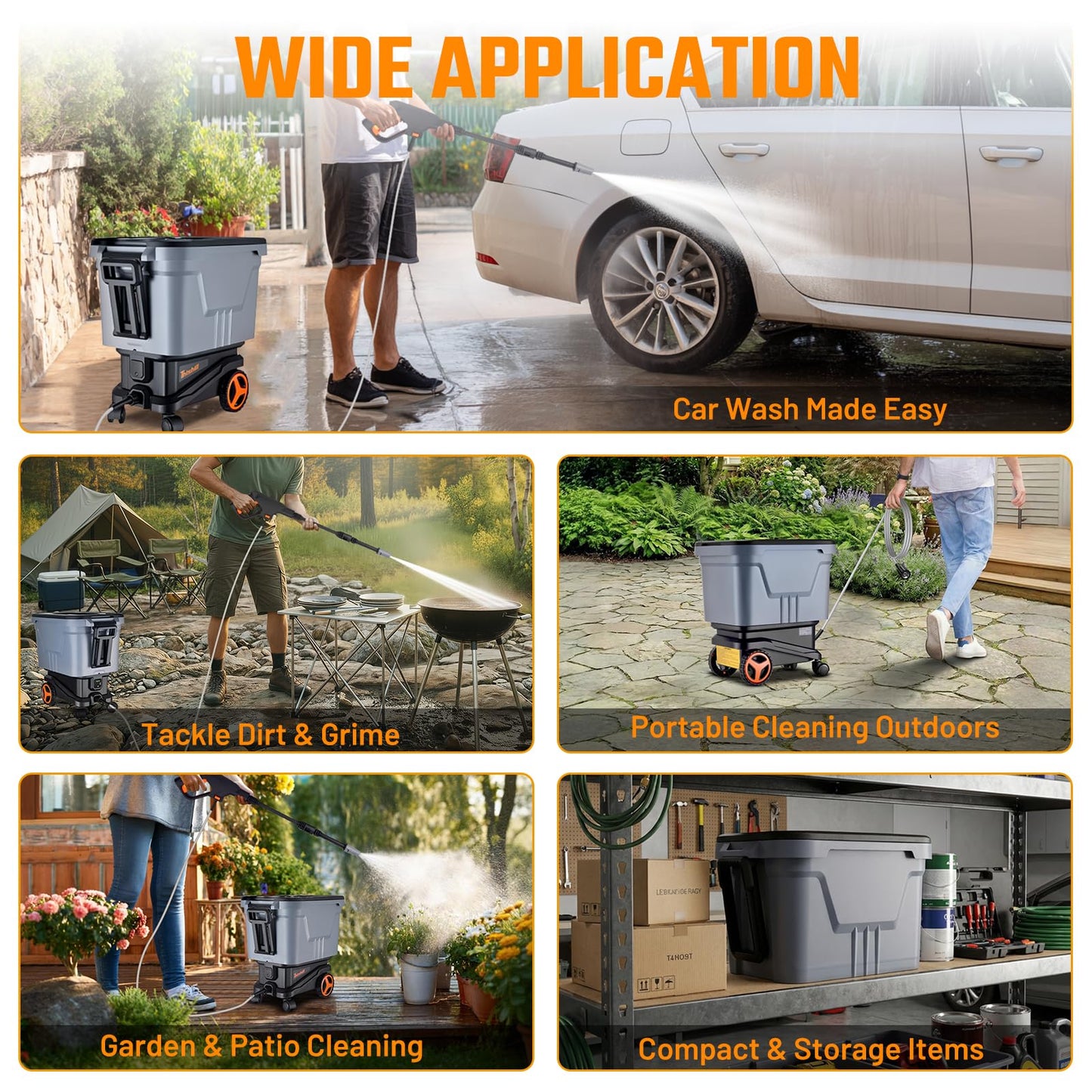 This Hill Cordless Pressure Washer with Water Tank, 2000 PSI Portable Power Washer, Brushless Motor, Dual 21V 4.0Ah Batteries, 3 Pressure Modes, Foam Cannon for Cars, Patio & Camping