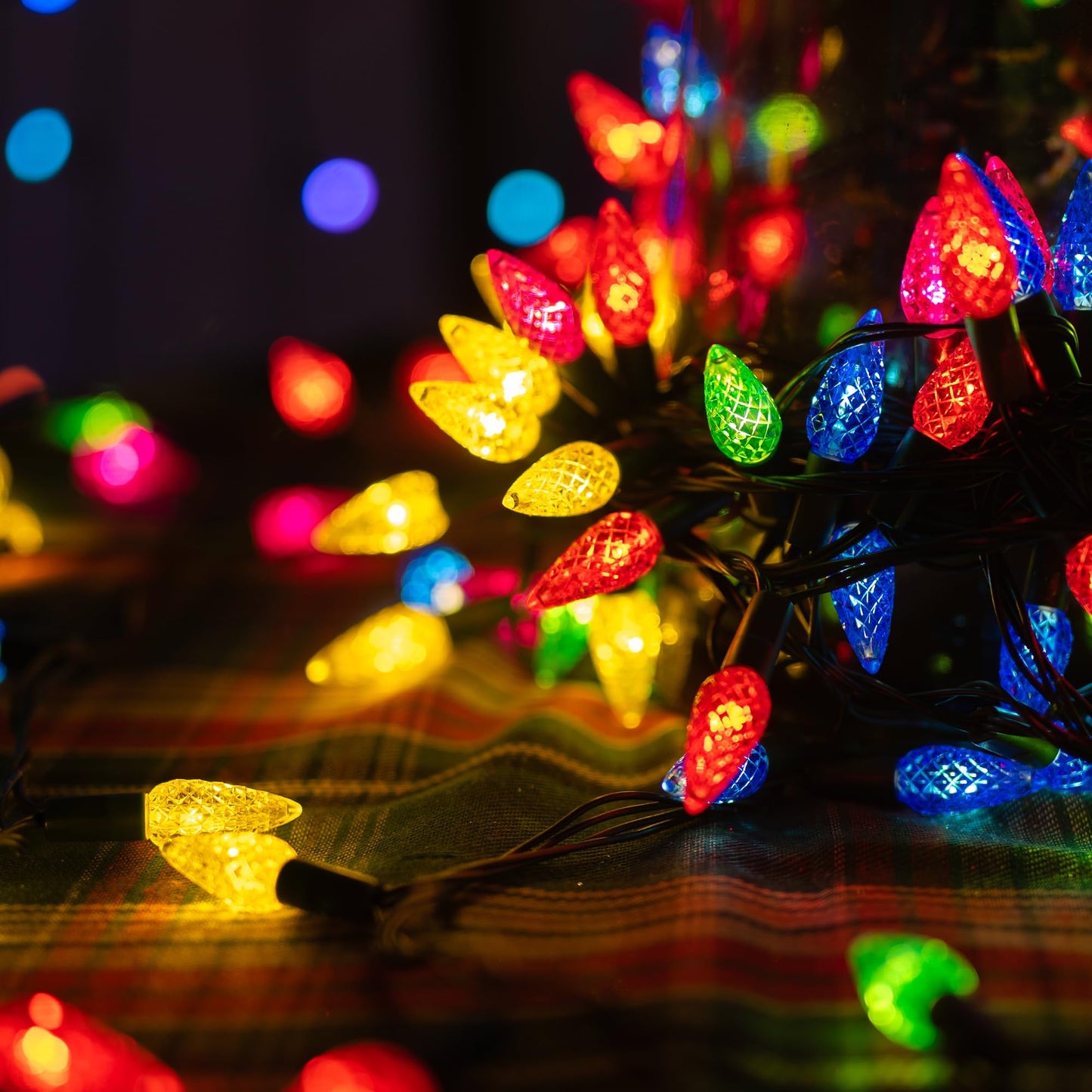 Dazzle Bright C6 Christmas String Lights, 200 LED, 66 FT, Waterproof, 8 Modes, Multicolor, Model HB-300COI