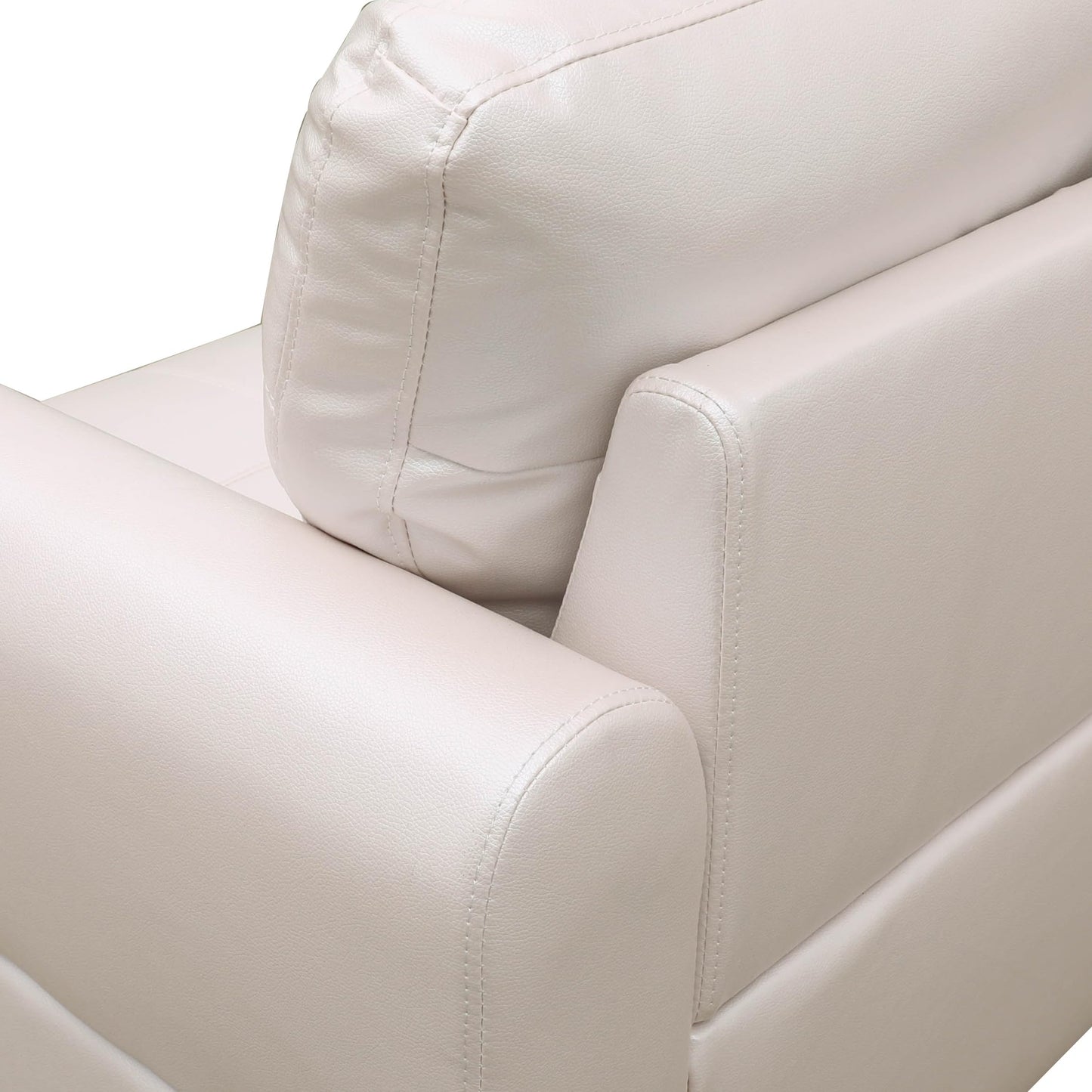 NicBex Couches for Living Room L Shaped Couch Upholstered Futon Sofa Comfy Faux Leather Modular Sofa 3-Piece Sofa Set with Storage Ottoman for Apartments, Living Room and Office, Peaerl White