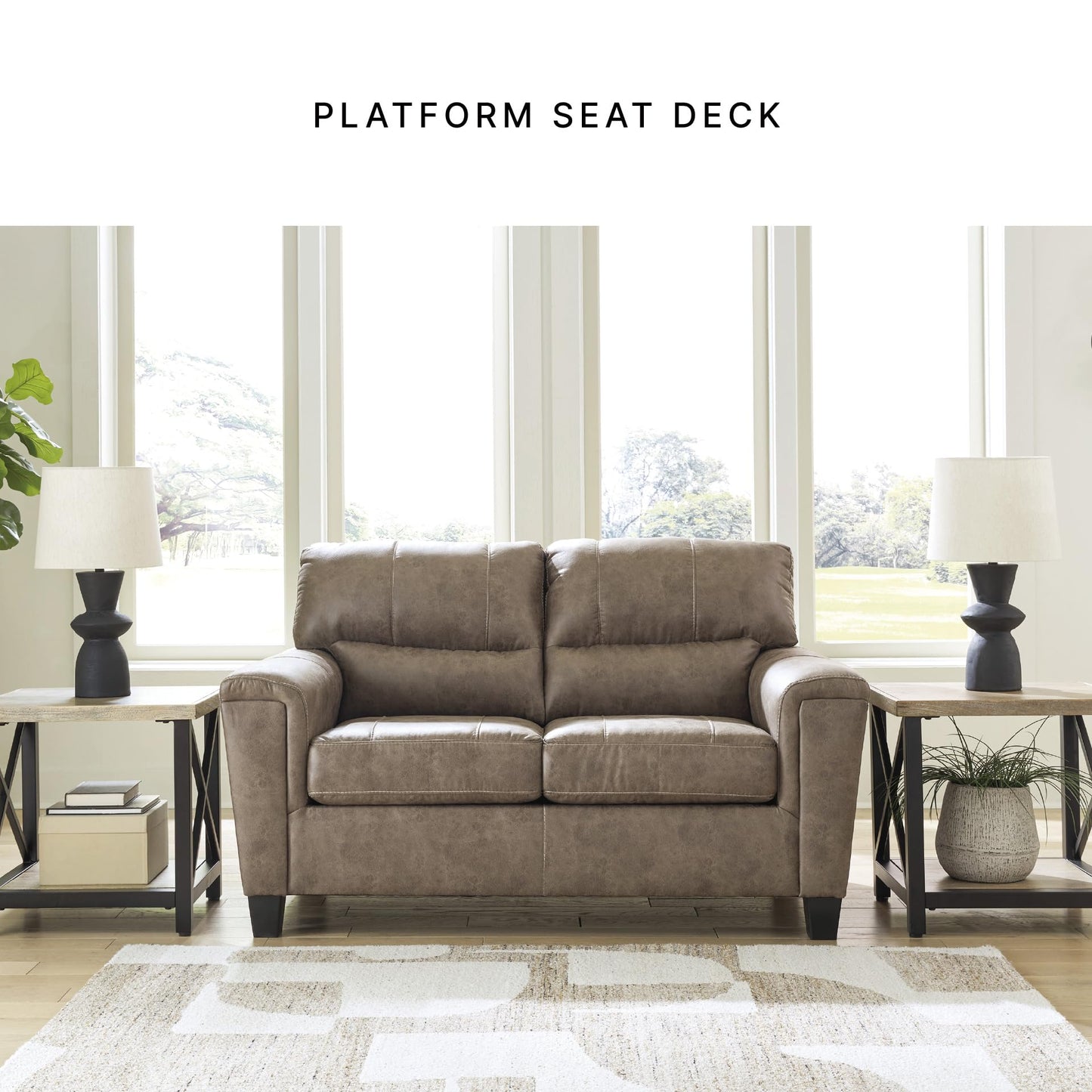 Signature Design by Ashley Navi Modern Loveseat with Removable Cushions, Dark Brown