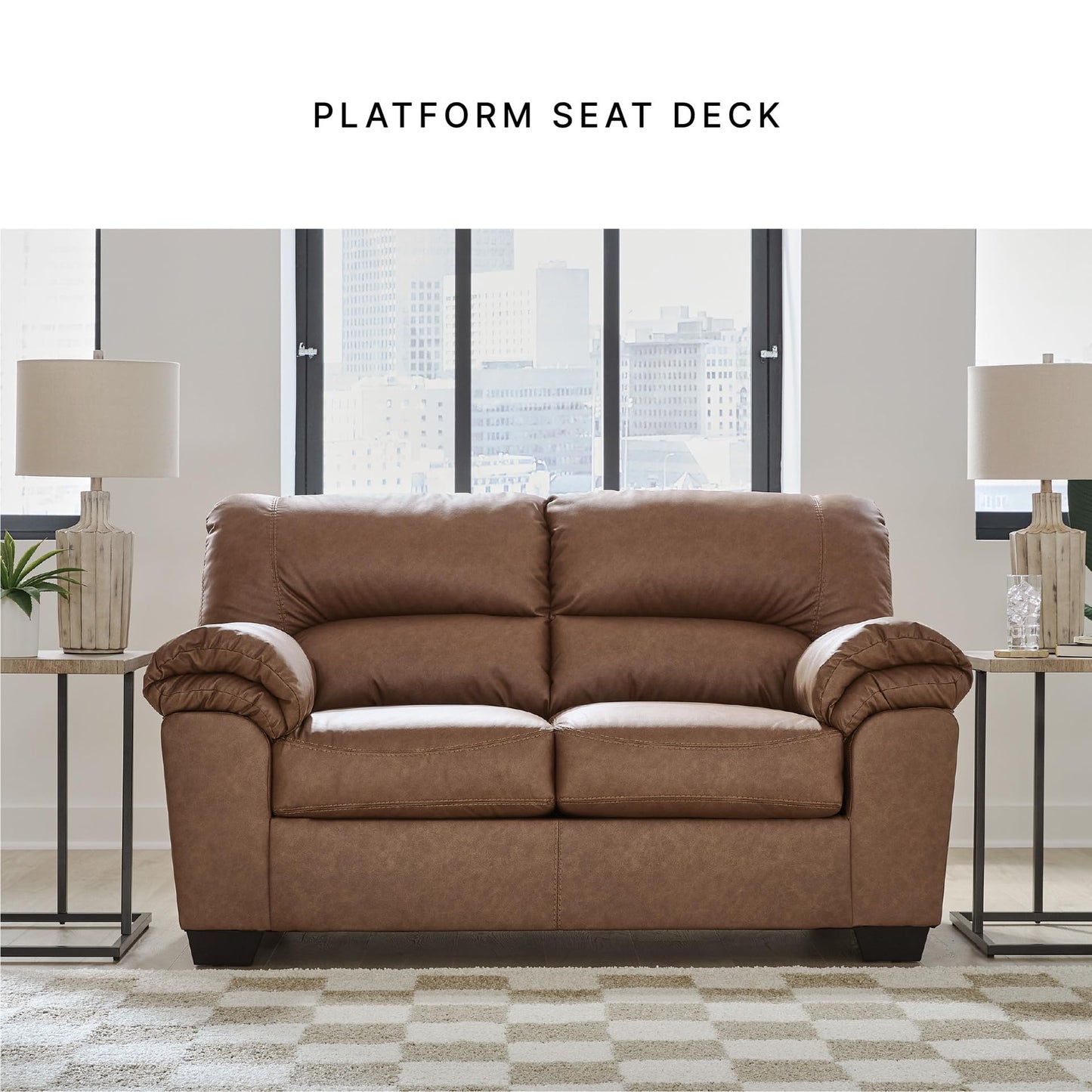 Signature Design by Ashley Walker Point Contemporary Loveseat with Removable Cushion, Light Brown
