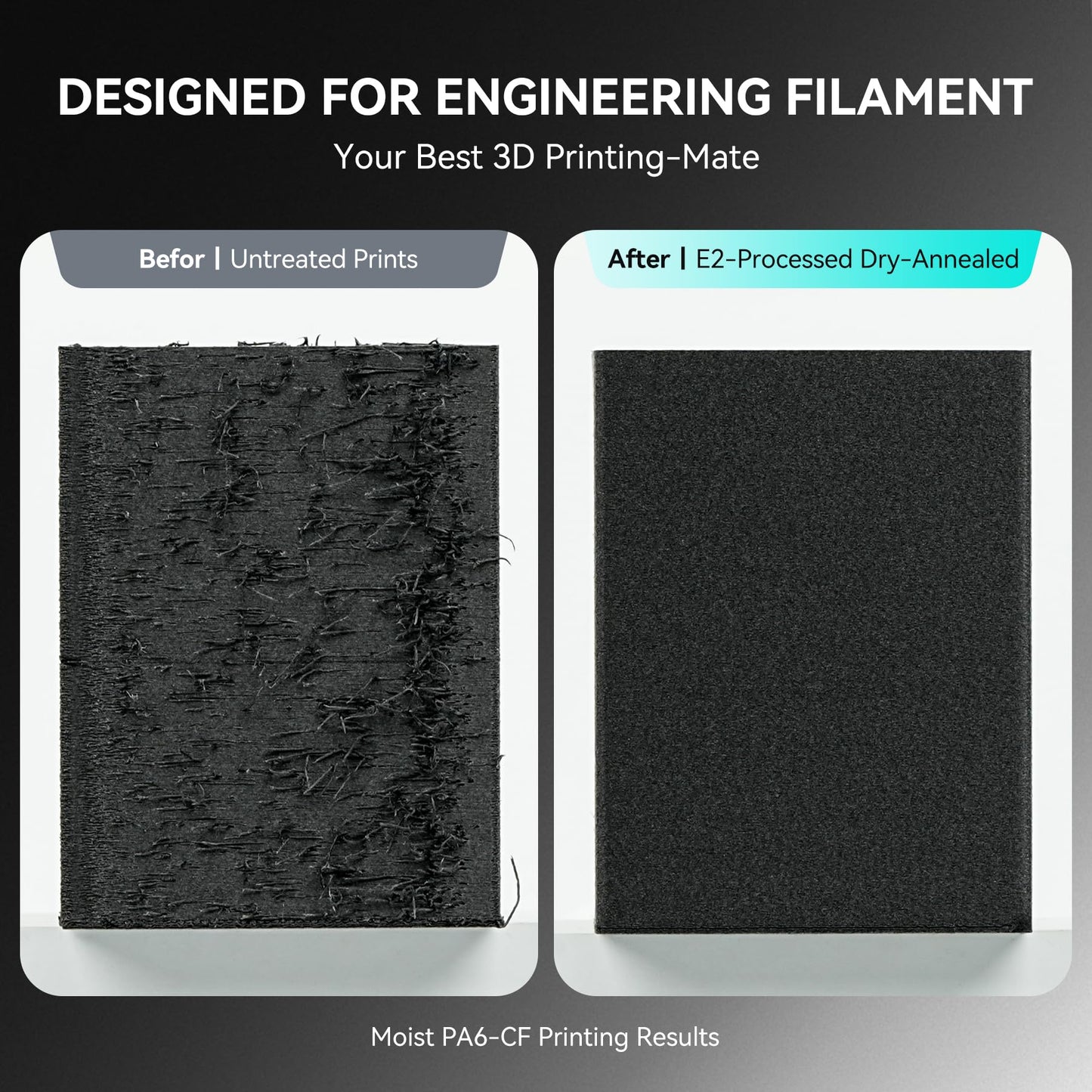 SUNLU Official 3D Printer Filament Dryer E2, 110℃ Max Temperature, 500W PTC Heater, Dry and Anneal 2-in-1, Dual-Chamber, Designed for Engineering Filaments, PC PA-CF FR-ABS Filament Dryer Box (Black)