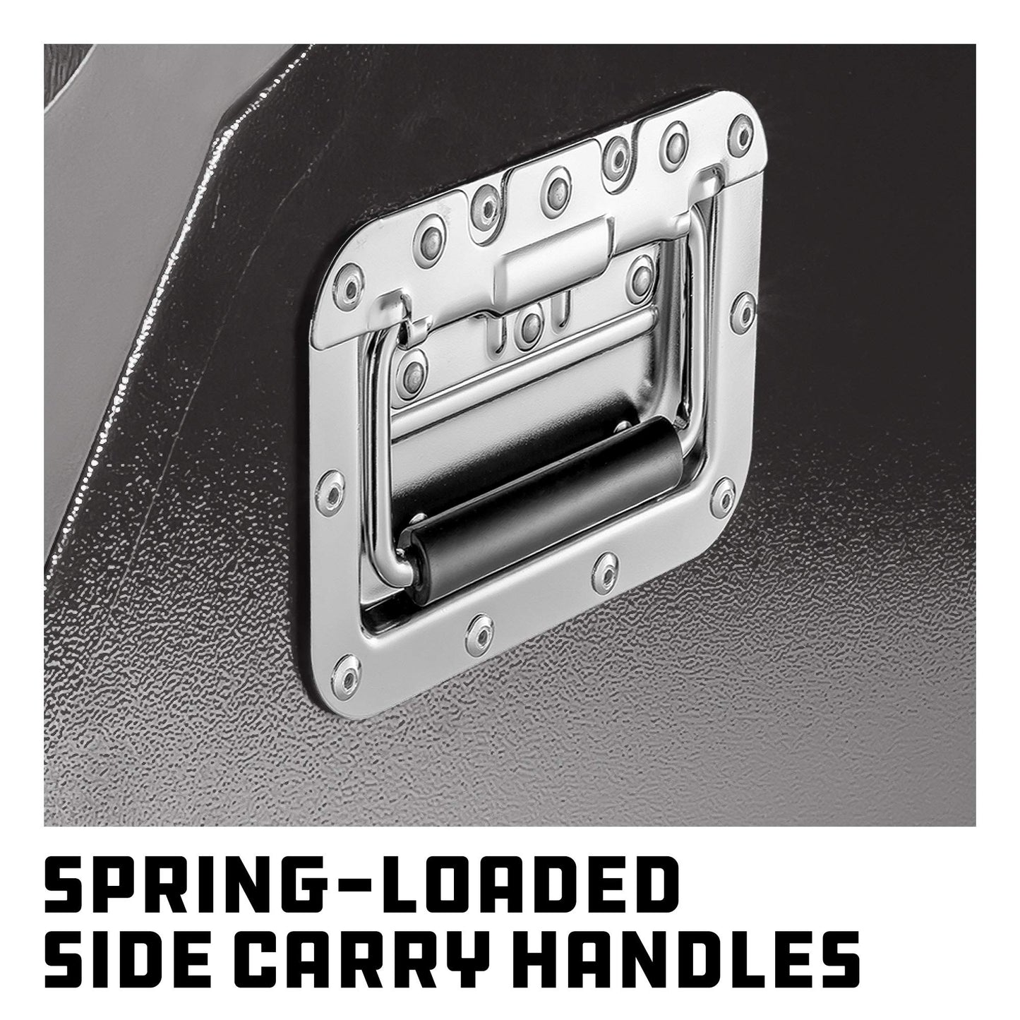 Powerbuilt 26 Inch Portable Slant Front Rapid Toolbox Tiered Stairstep Tool Holders, 16 Gauge Steel, Chrome Hardware, Weather-Resistant Lockable Polymer Lid, Grey, 240111