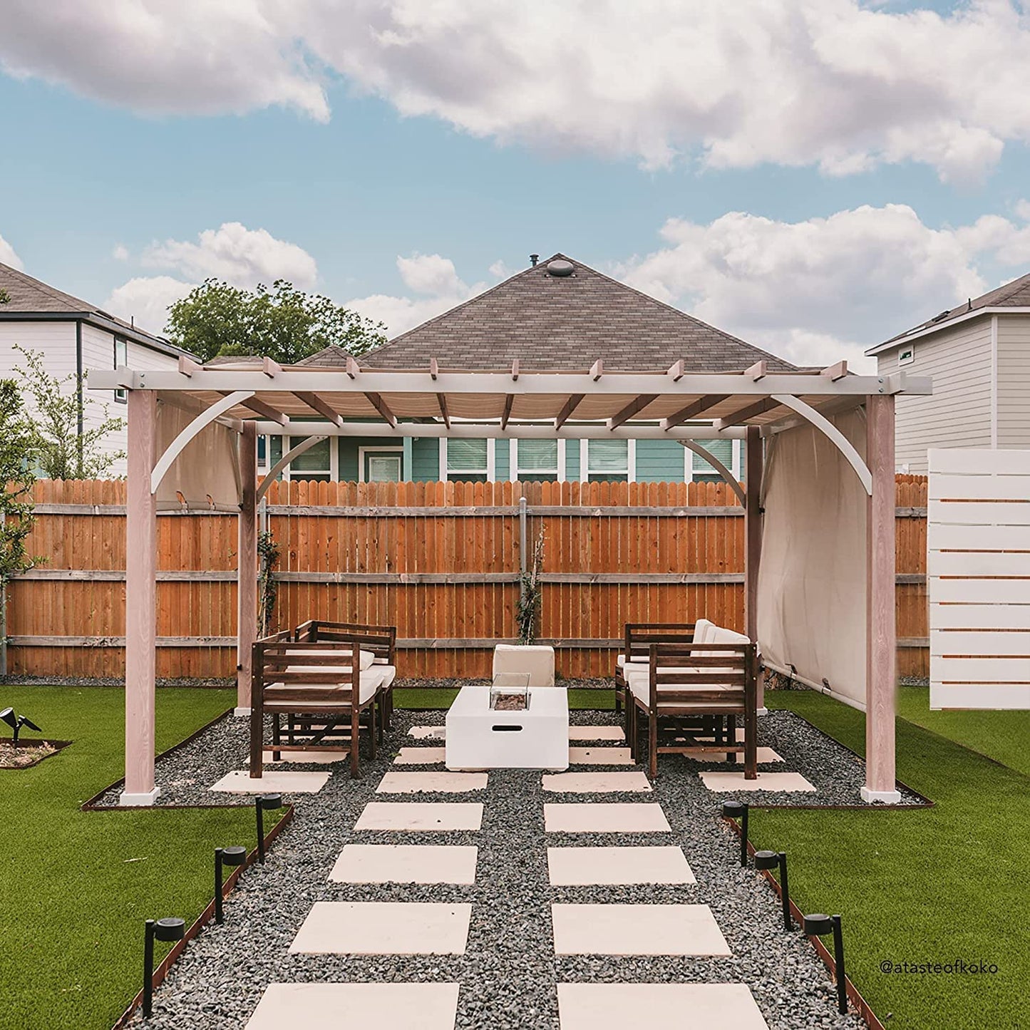 Sunjoy Outdoor Pergola 12 x 14 ft. with Adjustable Sun Shade Canopy for Backyard and Garden Shade, Patio Modern White Steel Frame Grape Trellis Pergolas, Light Gray by SummerCove