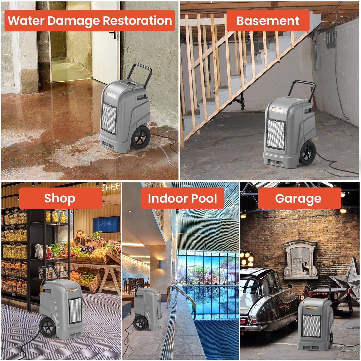 Abestorm 190 PPD Commercial Dehumidifiers with Pump and Drain Hose, Large Spaces Industrial Dehumidifier for Basements, Water Damage Restoration, Portable, Auto Defrosting, 5-year Limited Warranty