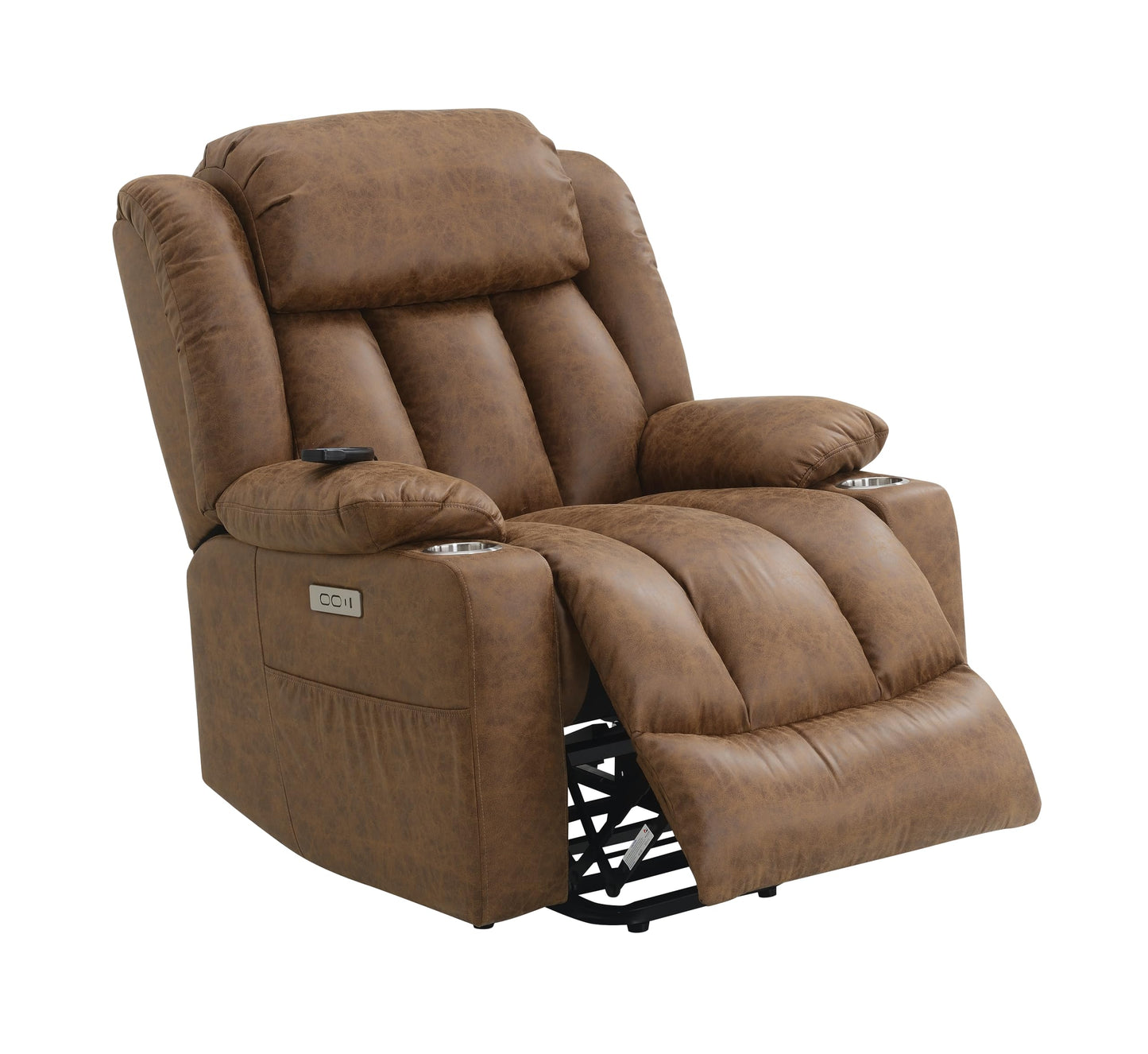 Acme Omarion Faux Leather Power Recliner with Lift/Heating and Massage in Brown
