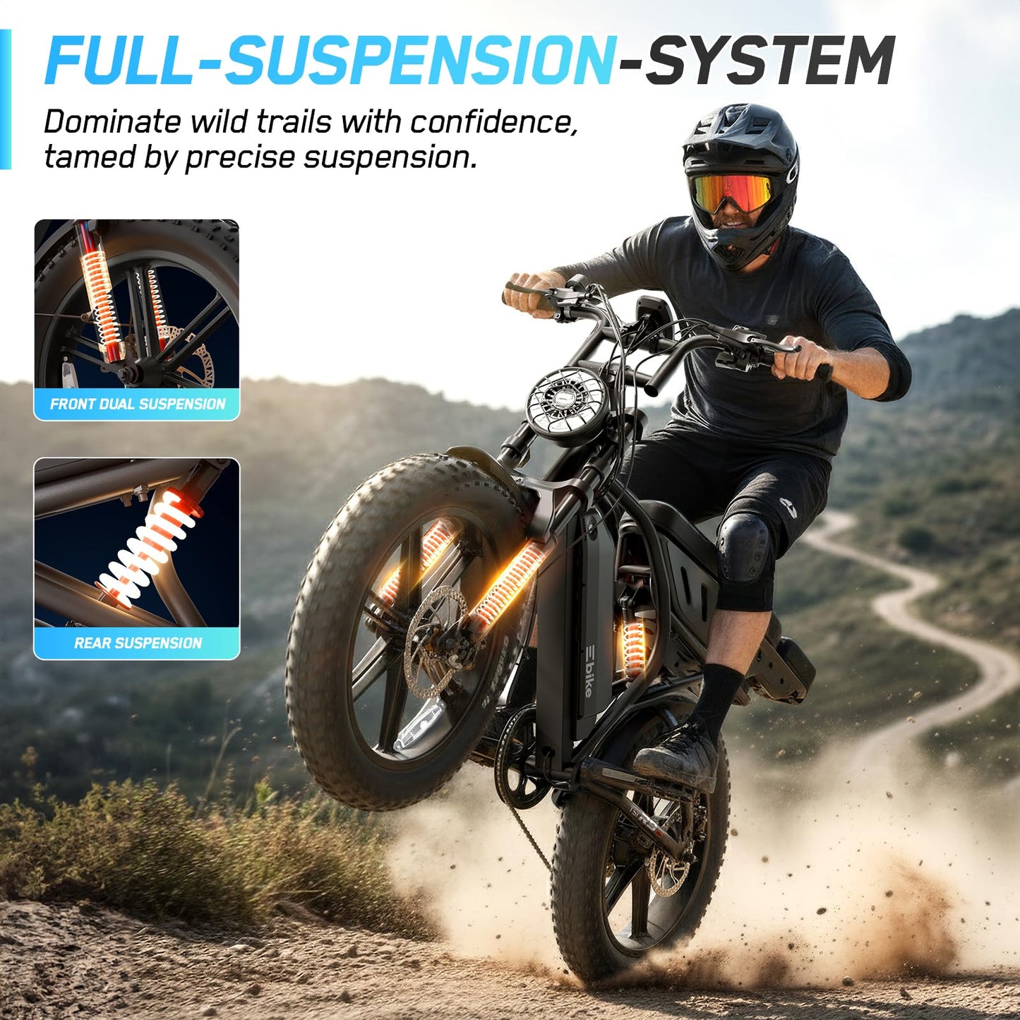 TS TST GRP LLC Electric Bike for Adults, 1500W Peak Motor Retro E Bike, Removable 48V 15Ah Battery, 20" x4.0 Fat Tire, 65Miles Range, Ebike with Suspension,for Commuting,Mountain,Off-Road, Black