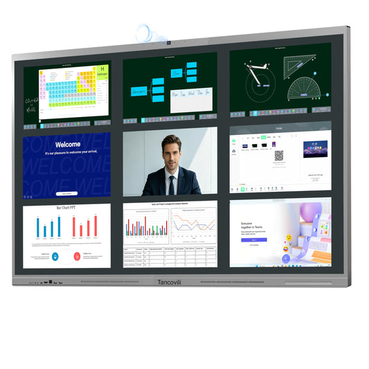Tancovili 65" Touchscreen AI Smart Board, Google EDLA Certified Electronic Whiteboard 4K UHD Display Interactive Whiteboard for Office Classroom, Android 14, 8GB+128GB, Wireless Casting,Grey