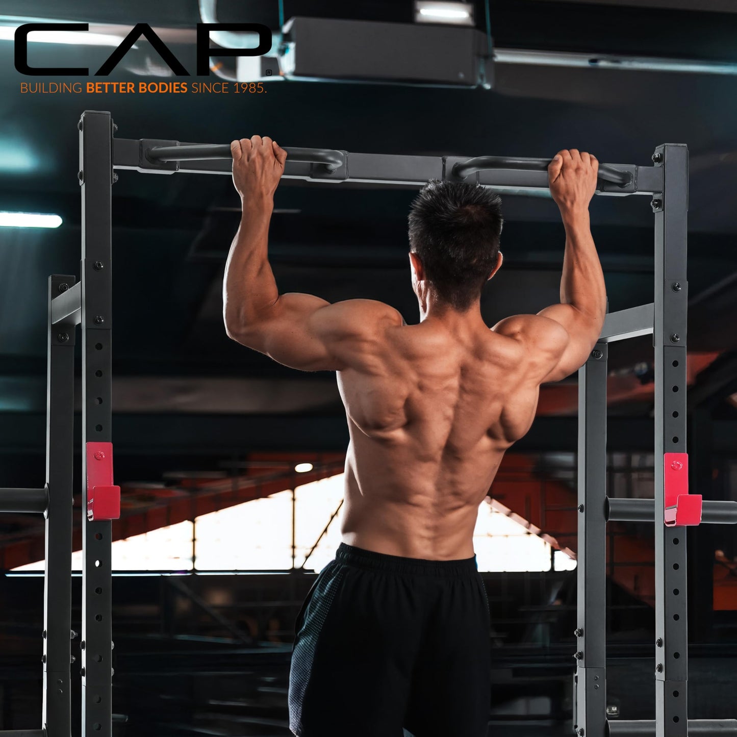 Cap Power Rack with Pull Up Bar & Attachments - Squat Rack & Strength Training Power Cage for Home Gym - Gray