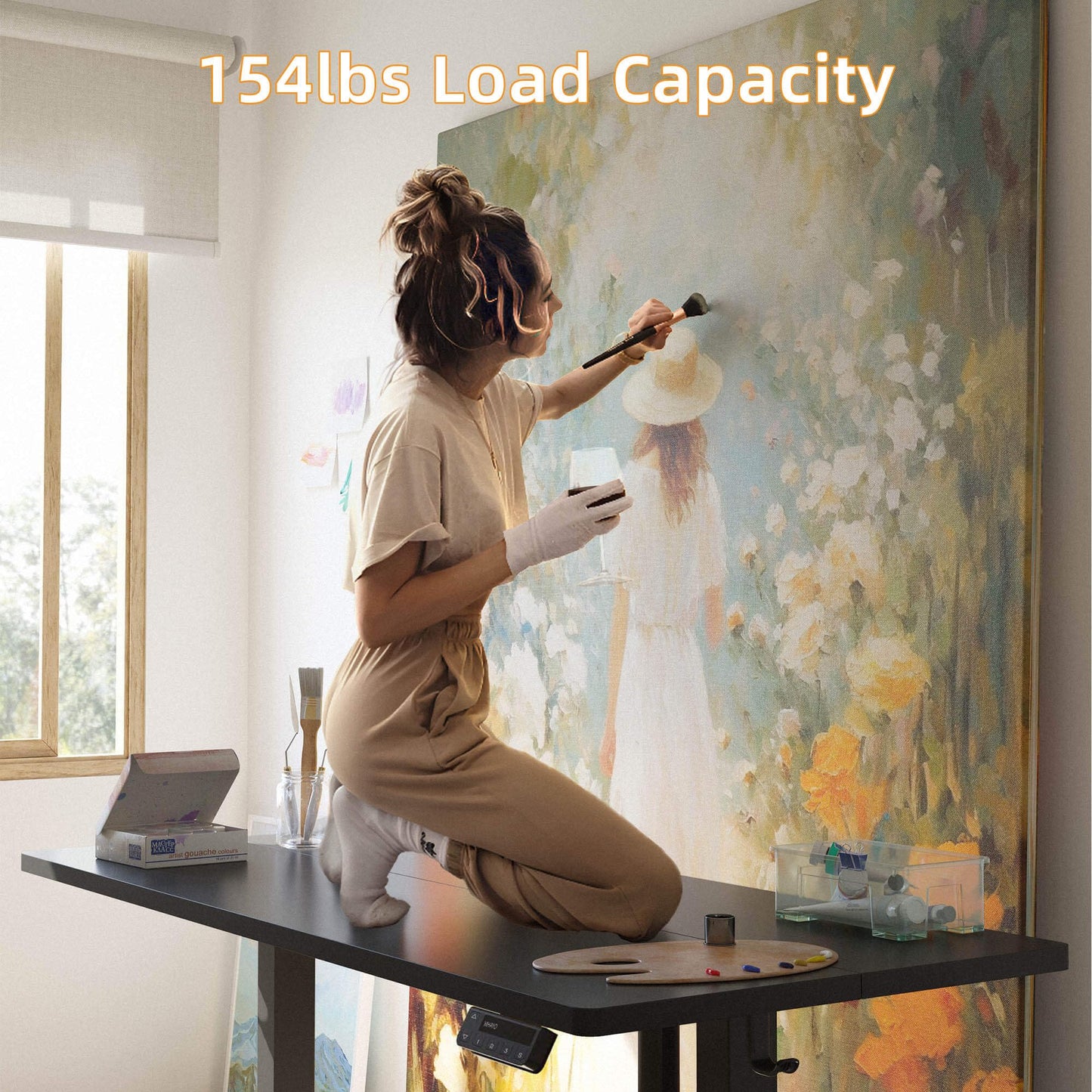 YIHAYO Low Height Adjustable Desk, Lifts 18.1-28.3 Inches, Electric Standing Desk for Short People, 48 x 24 Inches Computer Table with Splice Board for Home Office, Black