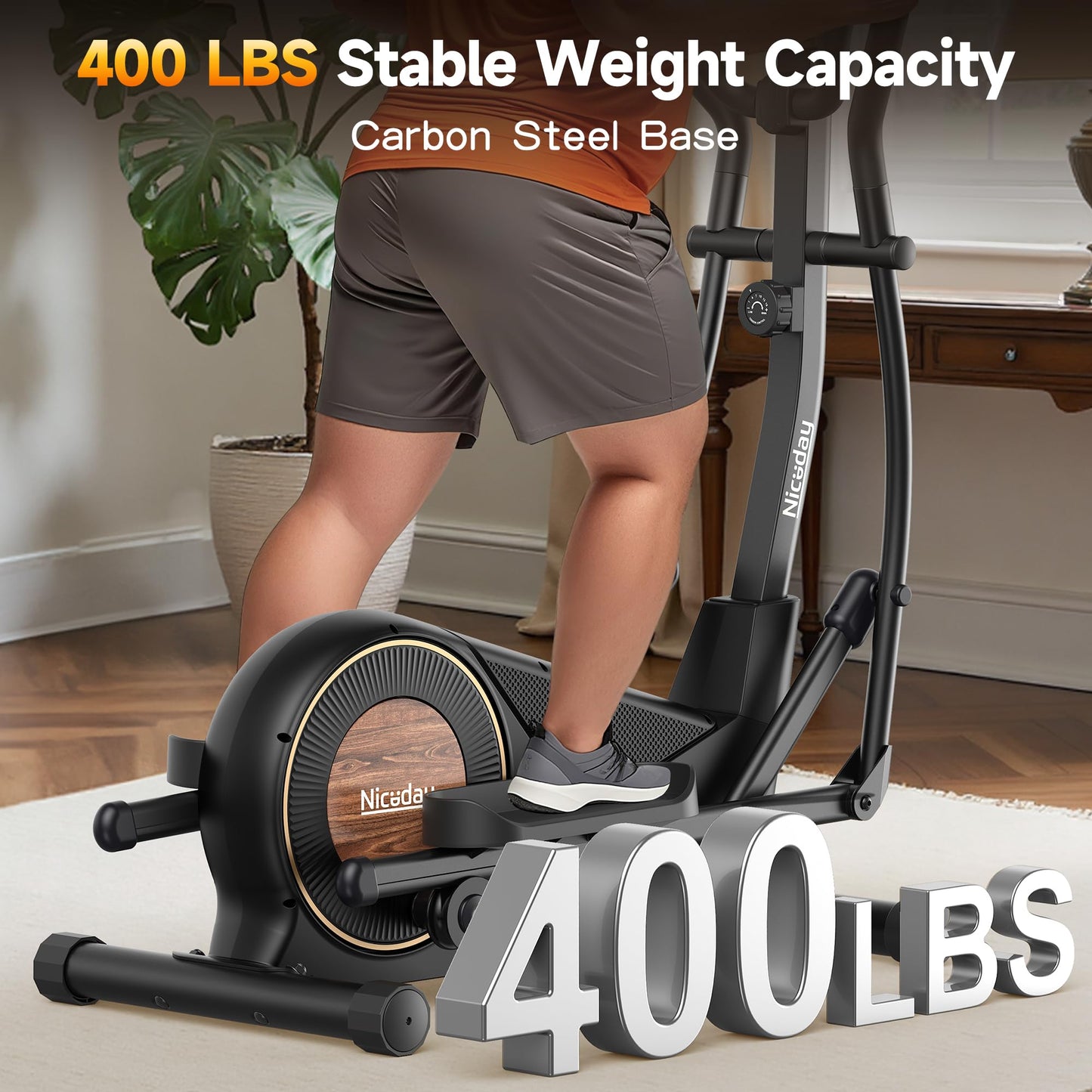 Niceday Elliptical Exercise Machine, Elliptical Machine for Home Use, Magnetic Elliptical Trainer with 18IN Stride, 16 Resistance Levels, 400LBS Loading Capacity, Support Kinomap APP Black