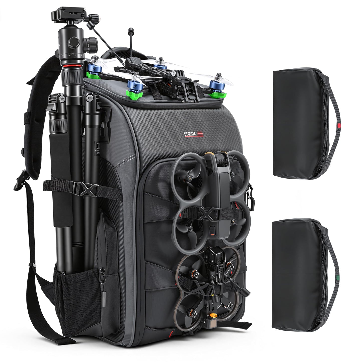 FPV Drone Backpack -40L Ultimate All-in-One Professional Travel Camera Case for FPV Racing Quadcopter/DJI Drone/Tripod/15.6" Laptop Combo with Waterproof Rain Cover & 2 Battery Tool Kit Bags