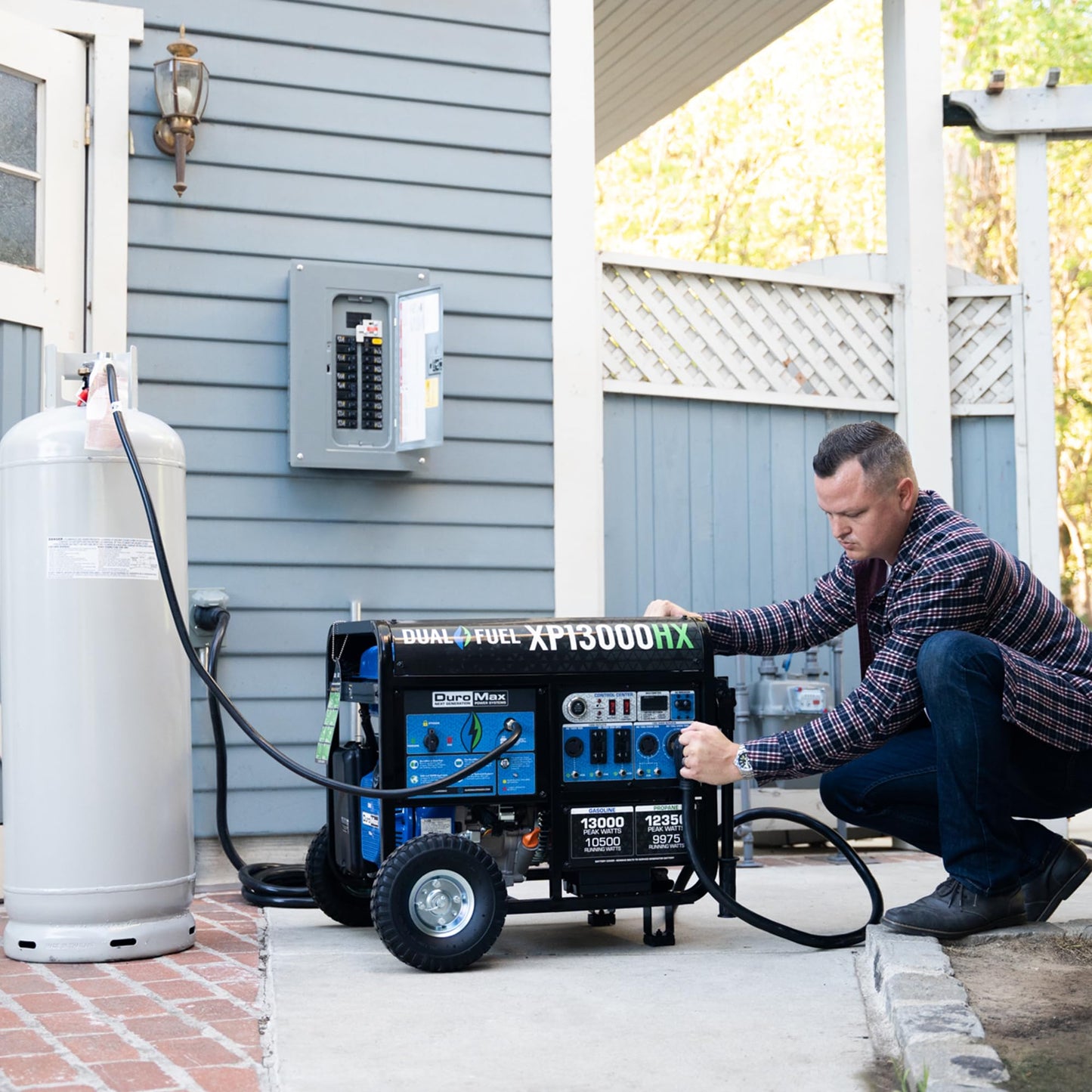 DuroMax XP13000HX 13,000-Watt Dual Fuel Portable Generator - Gas & Propane, Electric Start, Whole Home Power Backup, Transfer Switch Ready, RV & Emergency Ready