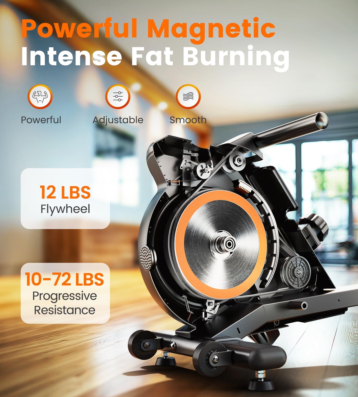 YOSUDA Rowing Machine for Home, Magnetic Rower Machine for Beginners to Athletes, Use with Resistance Adjustment Function, Bluetooth, App Supported, LCD Monitor, and Comfortable Seat Cushion