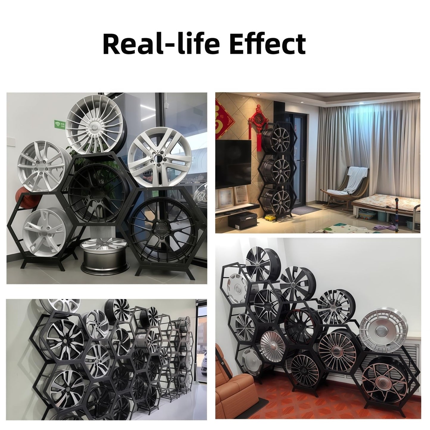 360° Car Rim Display Rack, 4-Base Adjustable Car Rim Storage Rack, Suitable for Auto Repair Shops and Tire Stores(20 Frames)