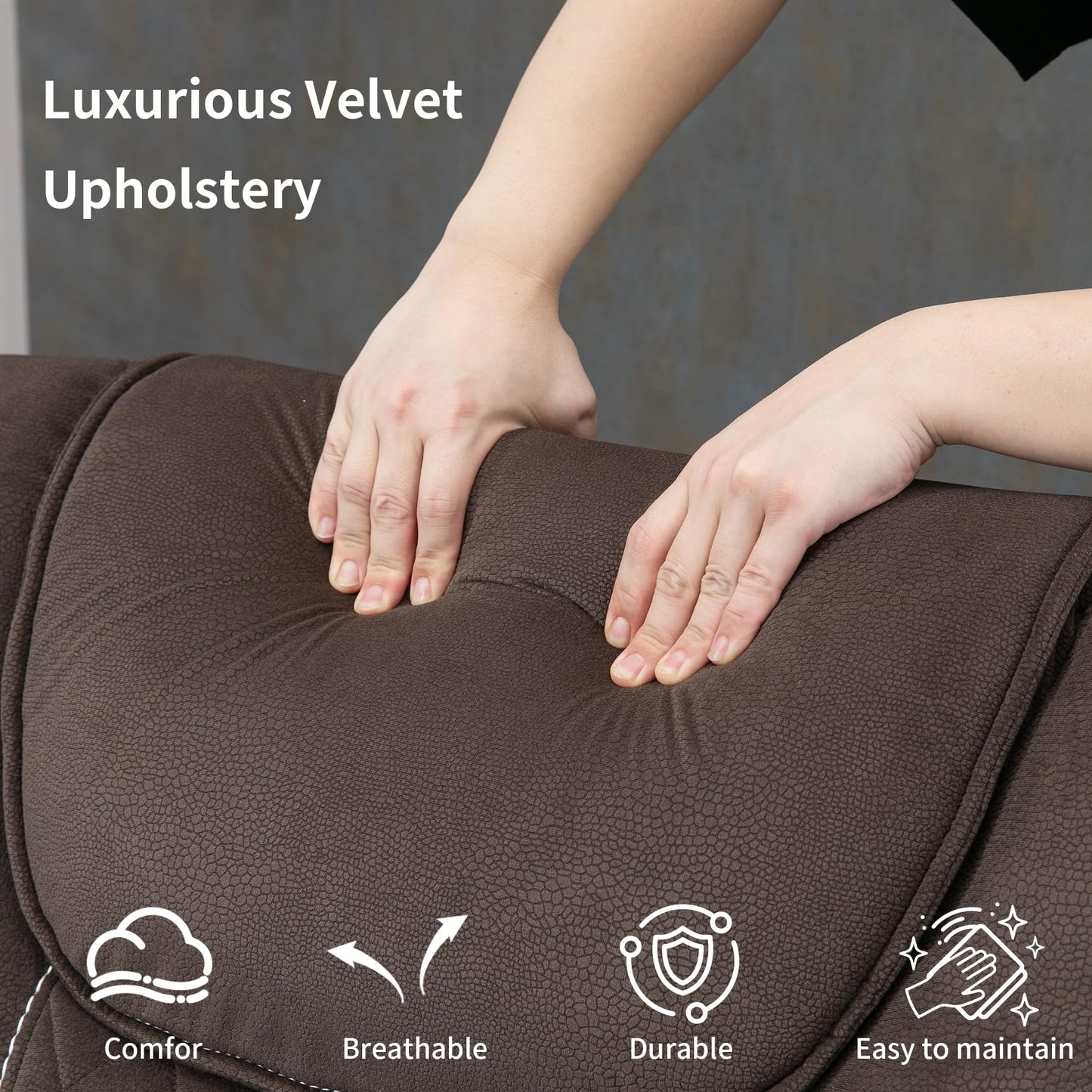 RHHVVR Oversized Power Lift Recliner Chair for Big and Tall 400 LBS Elderly, 26" Large Electric Recliner Chair with Massage and Heating, Lay Flat Zero Gravity Recliner Sofa, Velvet Coffee Brown