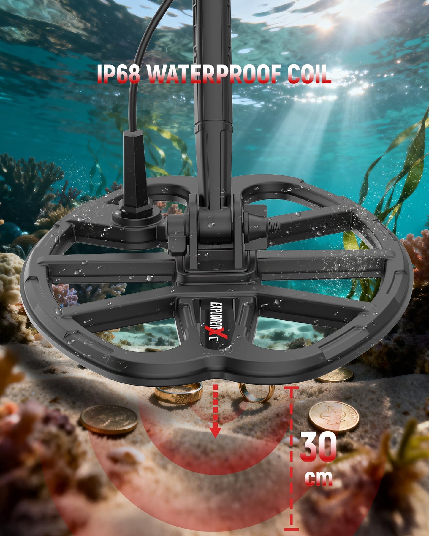 KAIWEETS Metal Detectors for Adults, Professional Collapsible Gold Detector with Double-D Waterproof Coils, Rechargeable Battery, 5 Detection Modes High Accuracy, LCD Display & Rain Cover