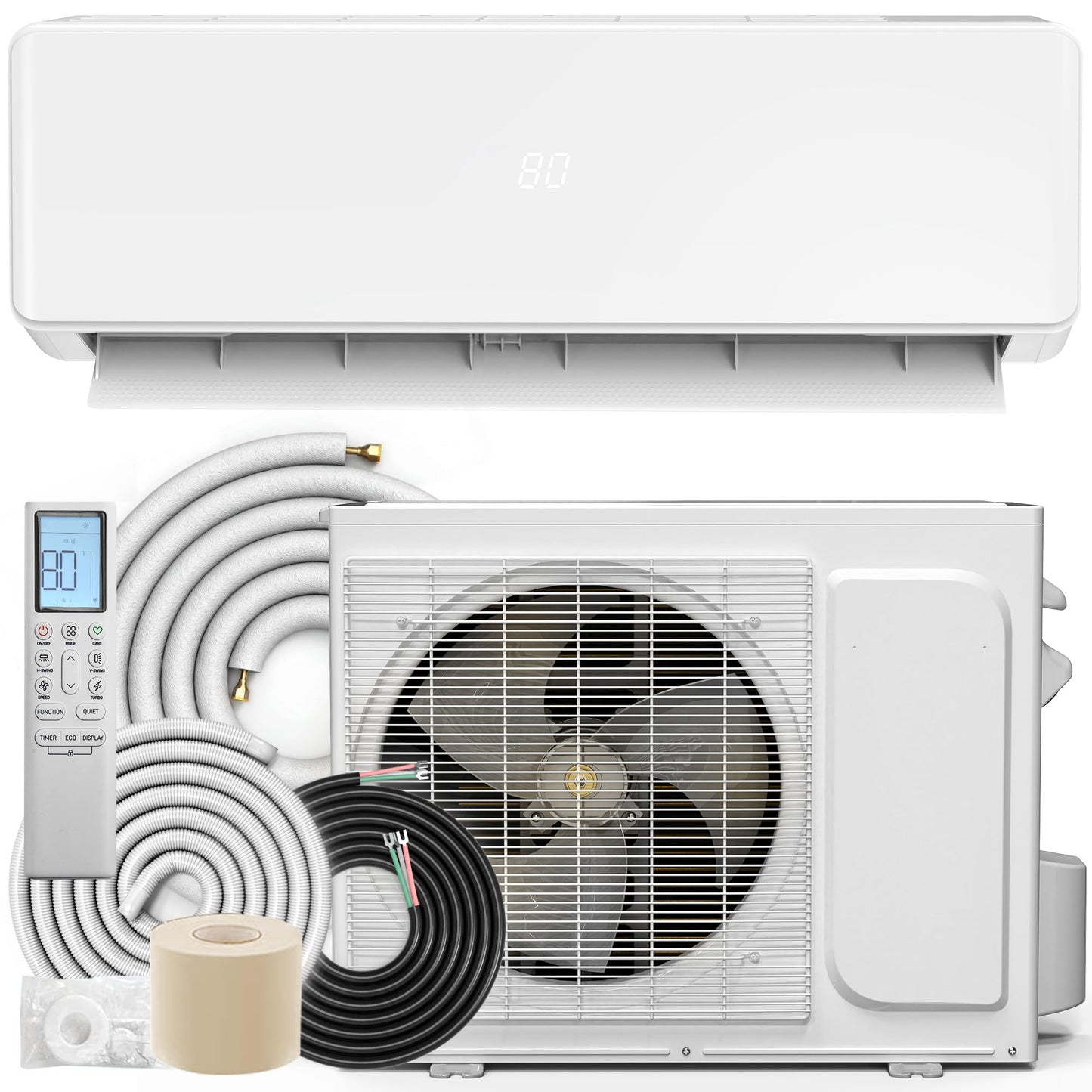 YITAHOME 20 SEER2 12000BTU Mini Split AC/Heating System 115V, Pre-charged Inverter AC Cool & Heat Up to 750 Sq. Ft, 3 Level Eco Mode, Complete Installation Kit, White